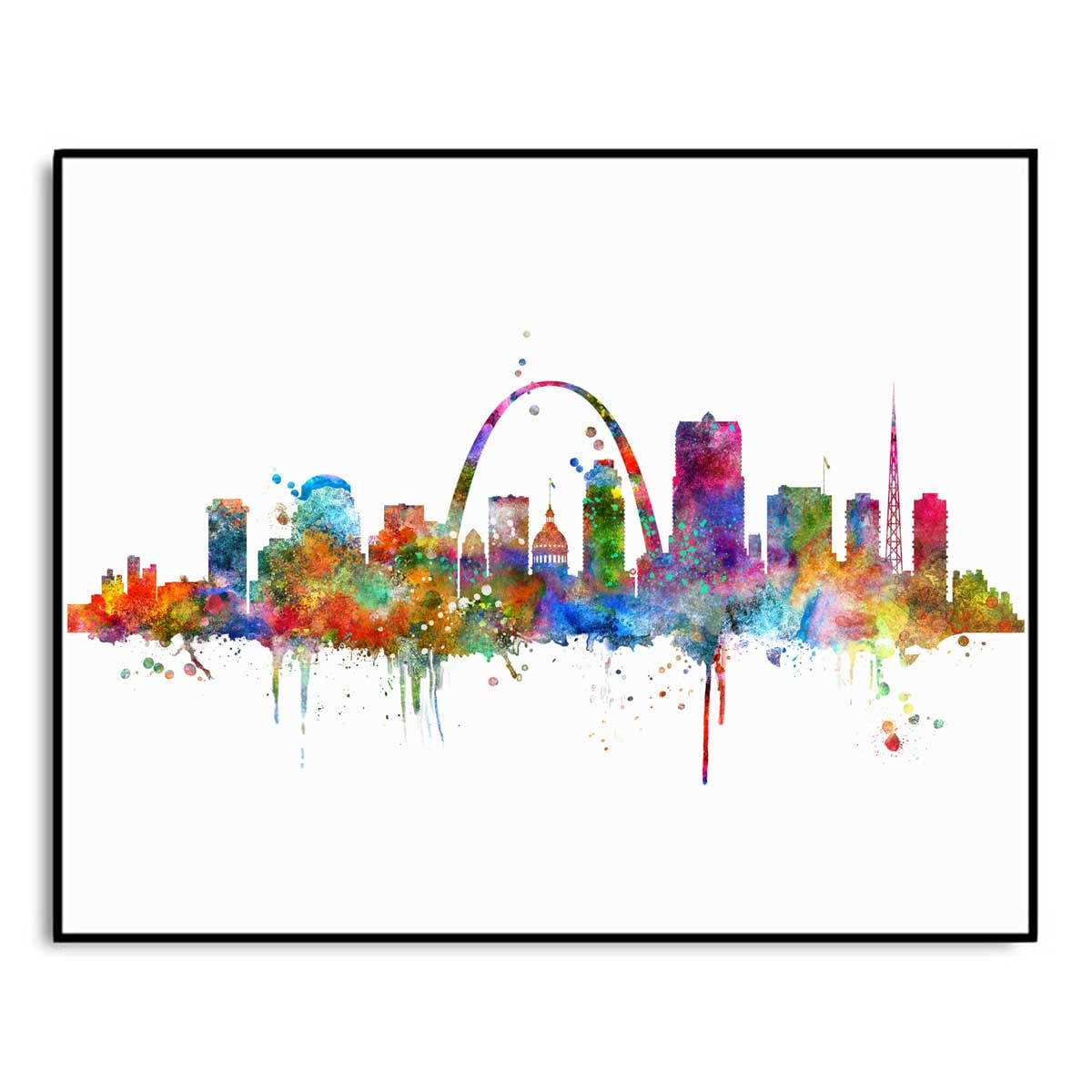 St Louis Skyline Art Print Missouri Skyline City Watercolor Fine Art Paper St Louis Wall Hanging Cityspace Wall