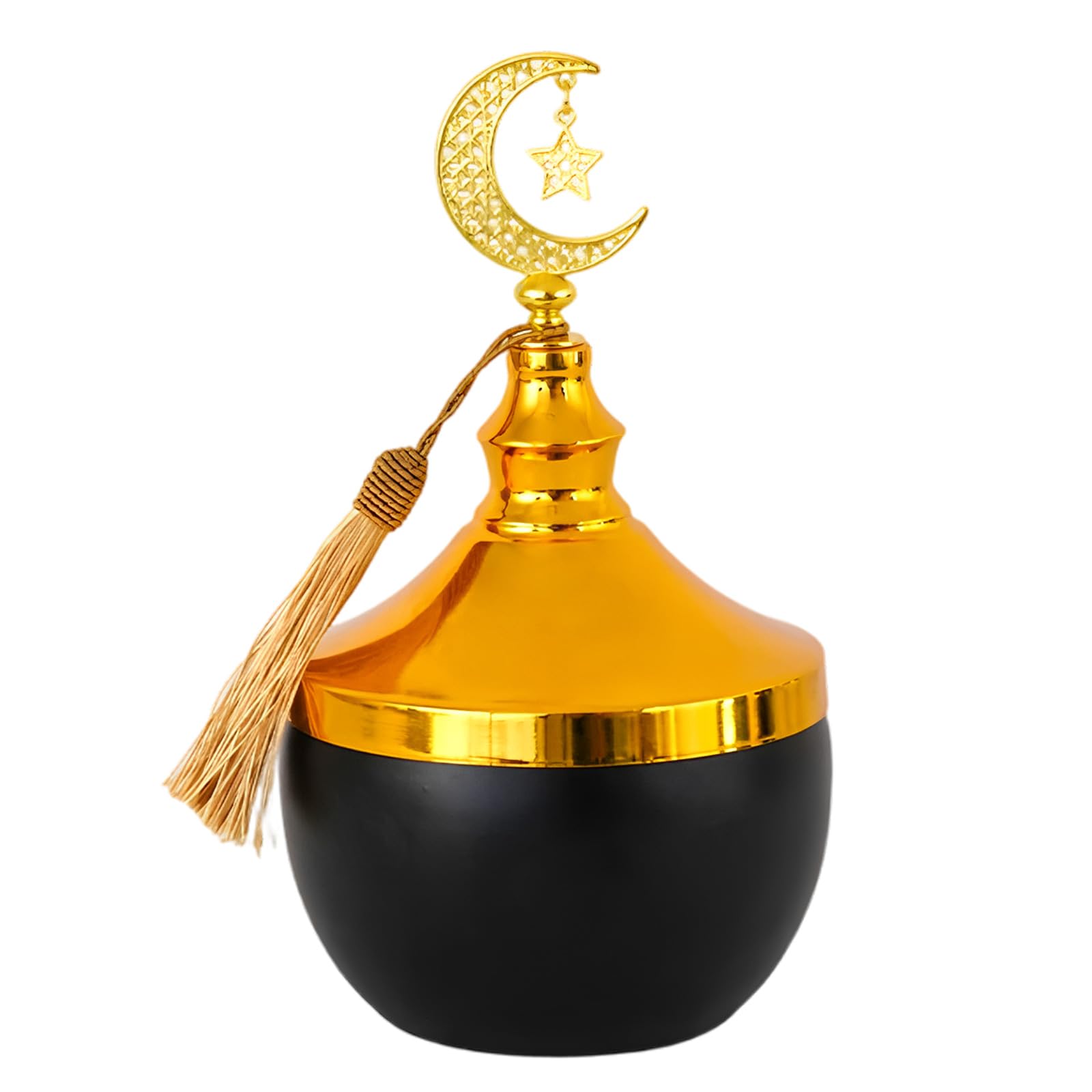 Nucelit Iron Decorative Storage Jar with Lid Eid Ramadans Candy Bowl for Home Decors Holiday Display with Artistic Design Islamics Party Jar