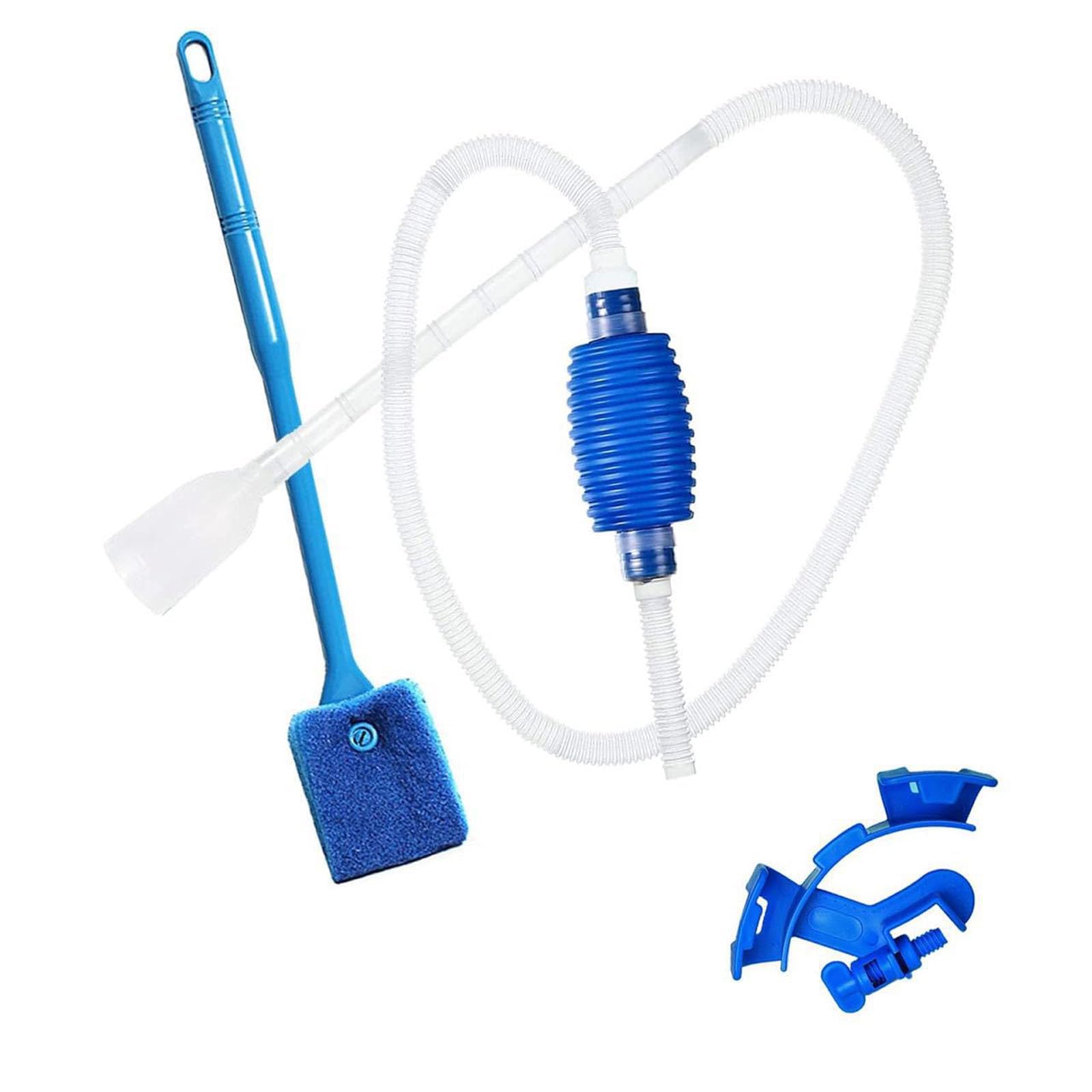 QhgPnt 3-Piece Fish Tank Cleaner Kit, Manual Fish Tank Syphon and Aquarium Gravel Cleaner with Water Pipe Clip, Water Changer for Aquarium Maintenance, to Drain and Replace Your Water - Easy to Use