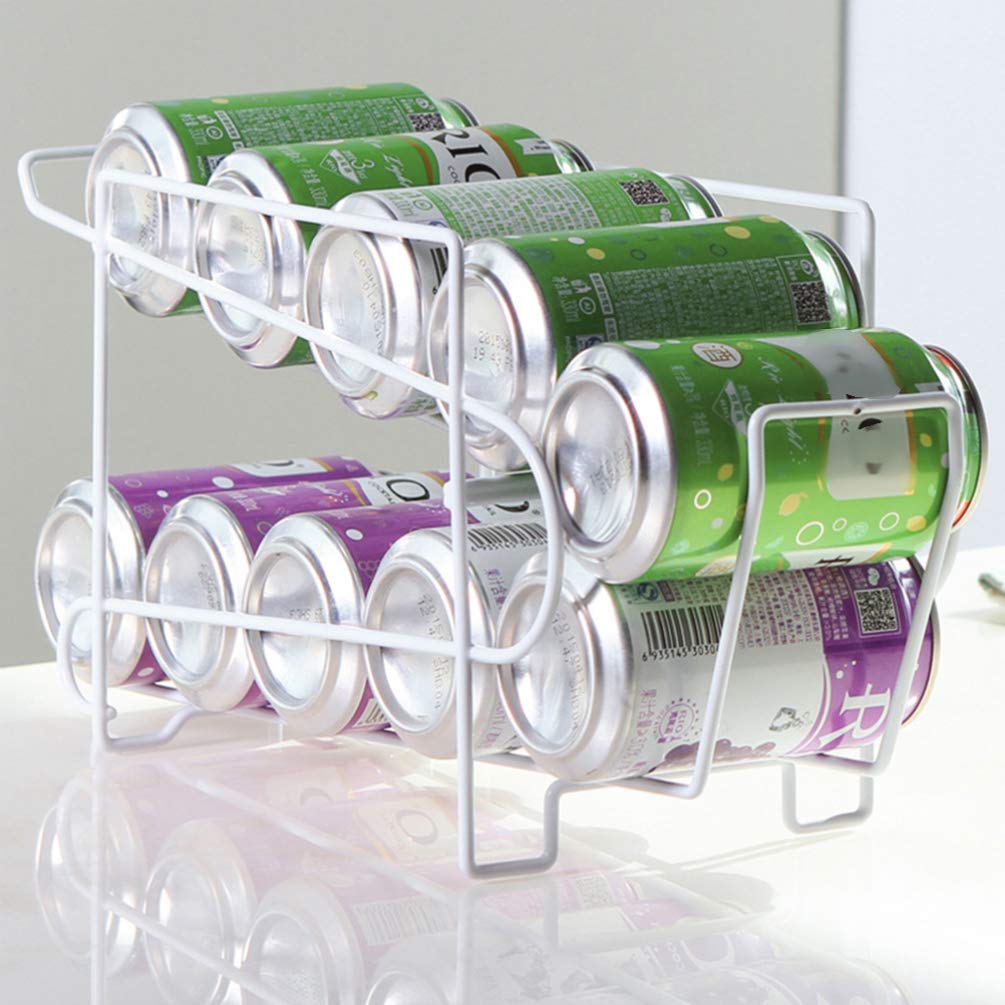 Yardwe 1pieza Estante De Hierro Para Cocina Soporte Portátil Para Cerveza y Latas De Refresco Organizador Práctico Para Frigorífico y Hogar Blanco