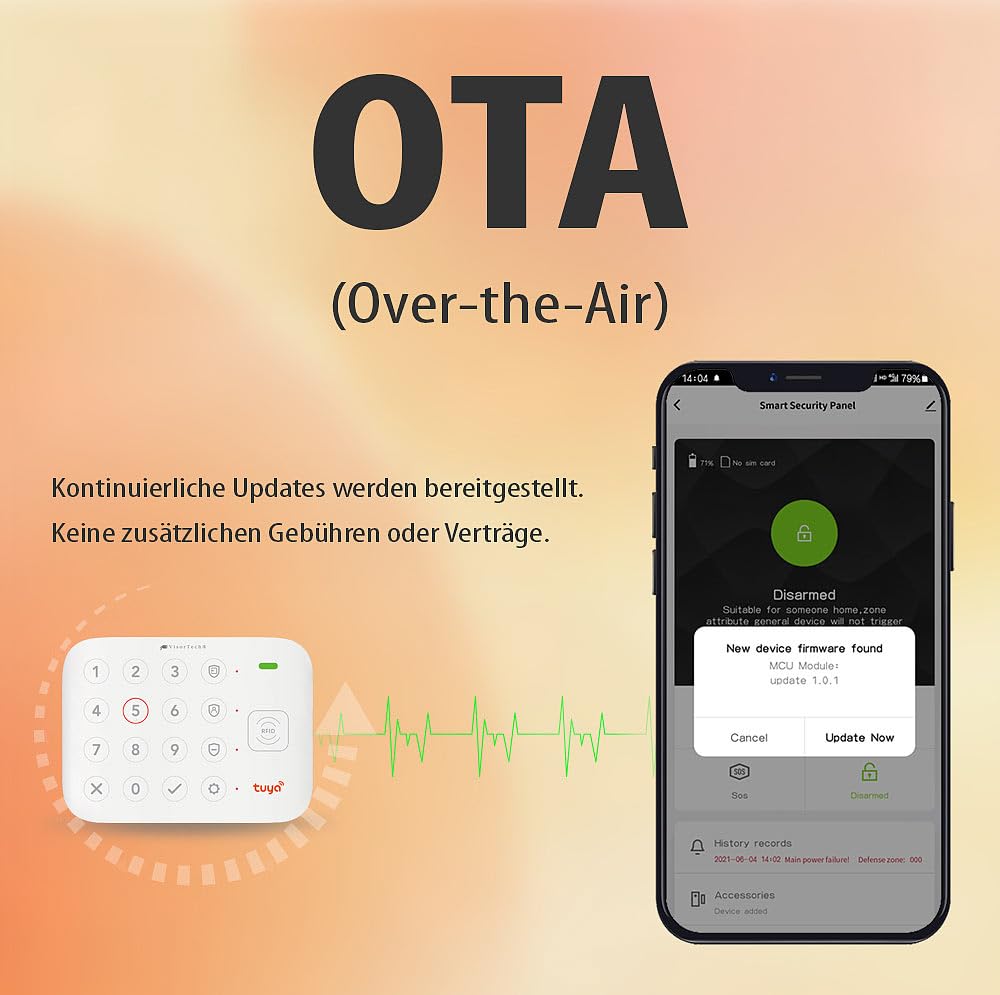 VisorTech Sistema Alarma WiFi: Juego de 6 Piezas Juego de Alarma WiFi, 2X Sensor para Puertas/Ventanas, Detector de Movimiento PIR inalámbrico (con Contacto para Ventana, Kit, Tableta)
