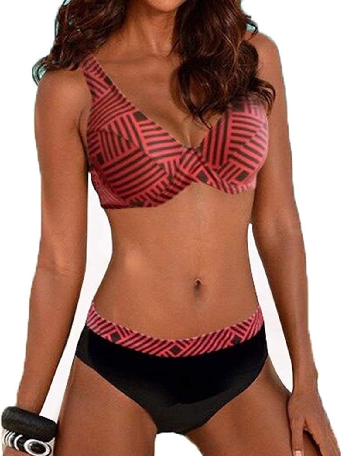 Women Push Up Bikini Set Oversize Padded Swimsuit Halter Swimwear Feast