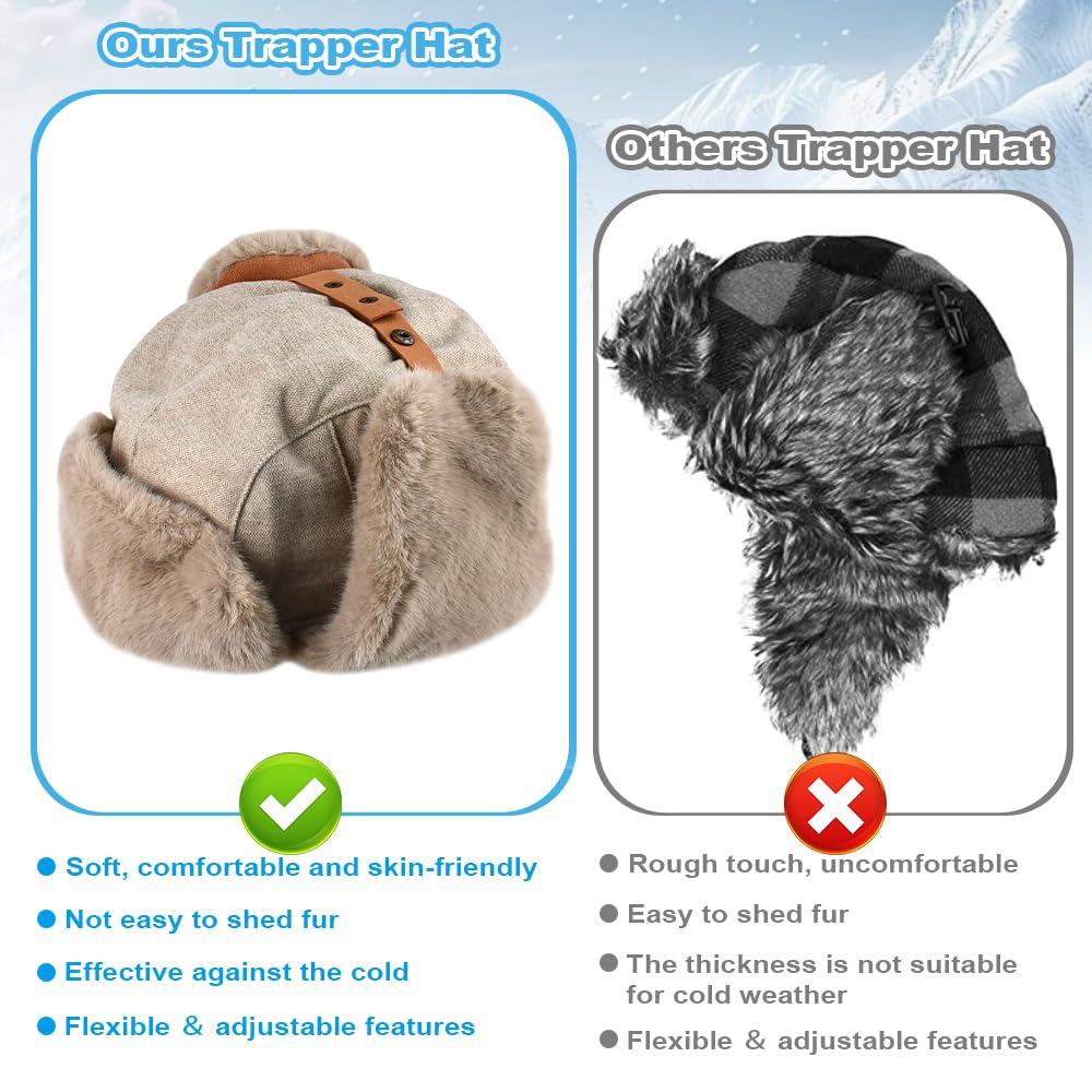NAROSEBE Gorro de Bombardero Sombrero de Trampero Unisex Gorro de Aviador Caliente Sombrero de Aviador Gorro de Invierno Termico Gorro de Invierno Unisex con Orejas para Esquiar Escalar Pescar Cazar