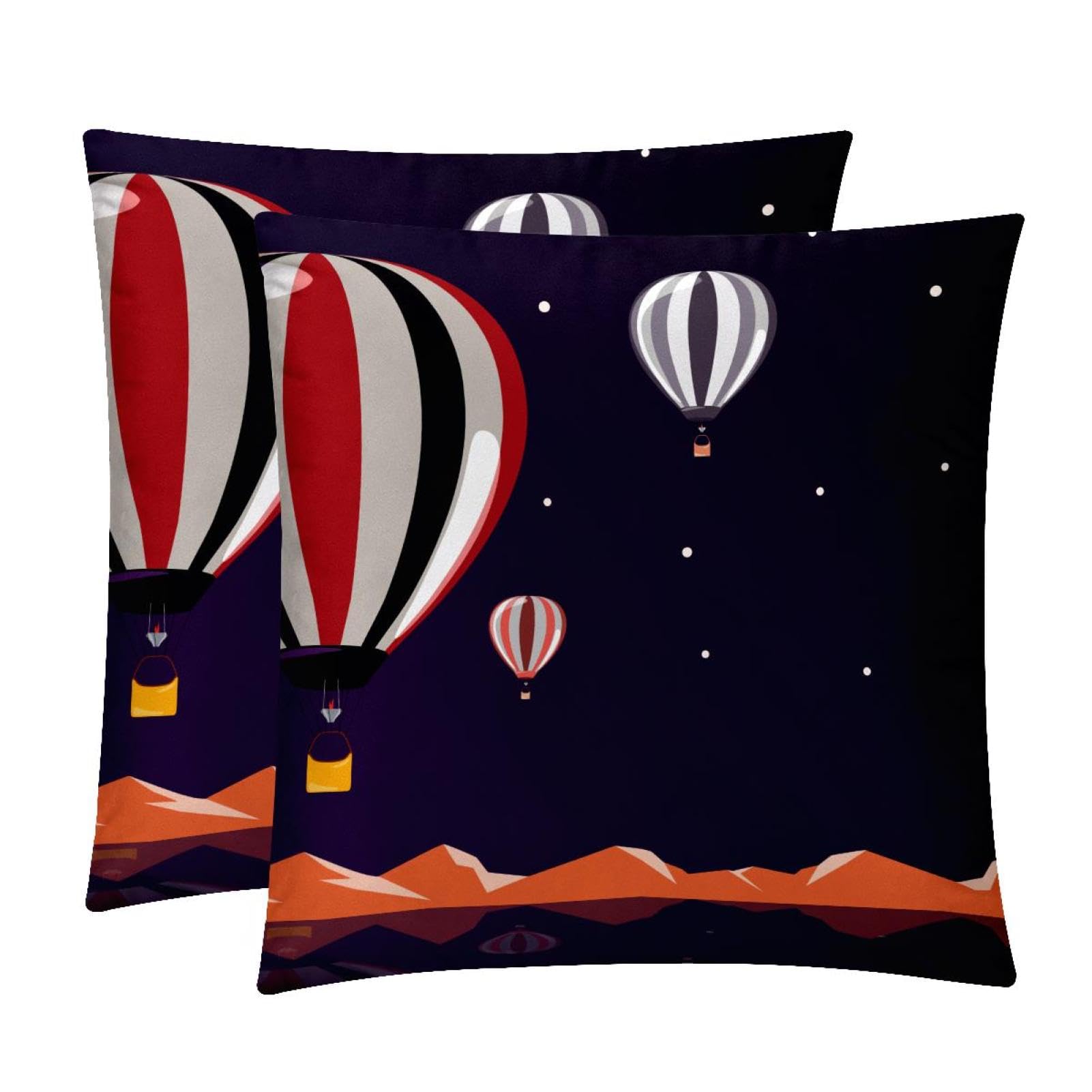 TDGKPZ Hot Air Balloon Throw Pillow Covers 2 Pack Pillowcases Soft Cozy Pillow Cases For Couch Bed Sofa 50x50cm