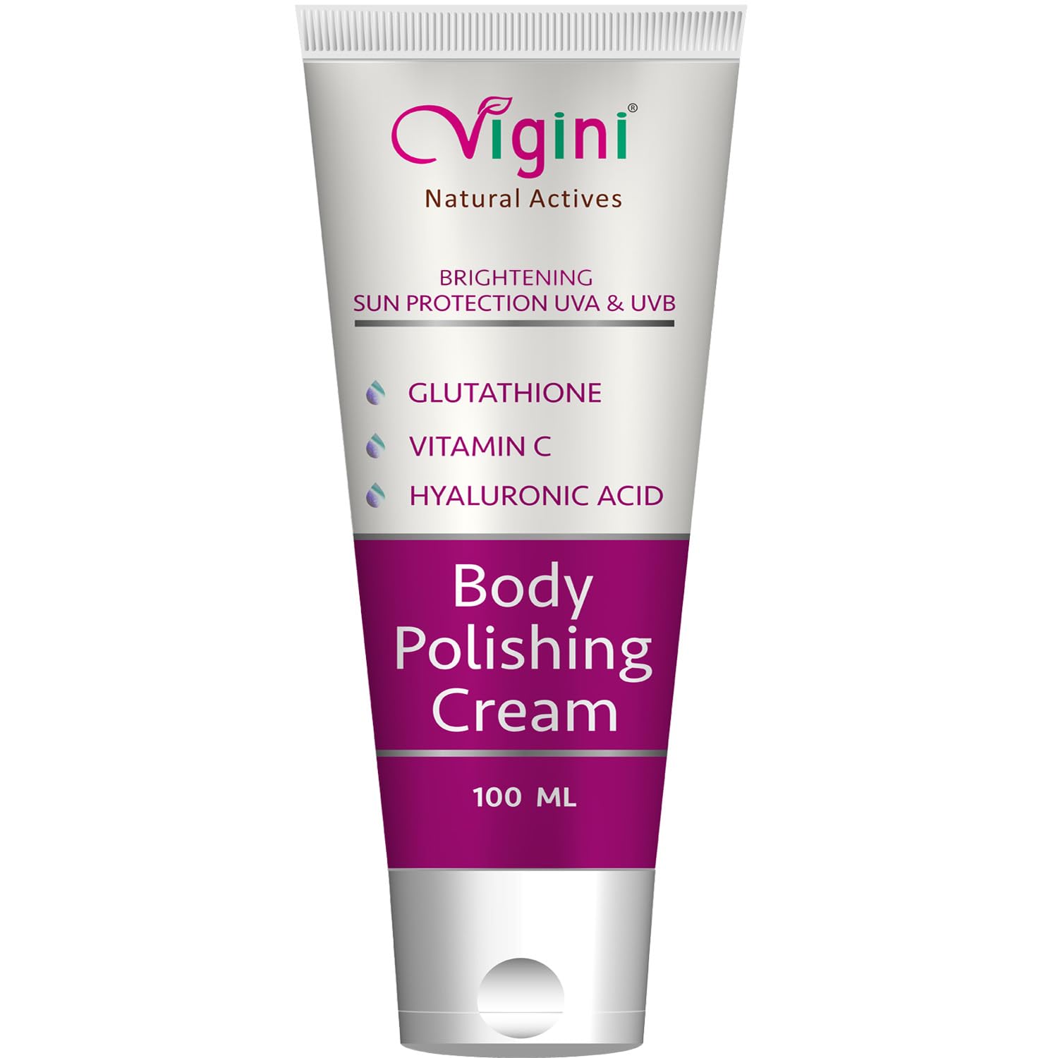 Vigini Glowing Radiance Kojic Acid Vitamin C Body Polishing Moisturizer Cream for Pigmentation Dark Spots Dull Uneven Skin Tone Patches Underarms Tan Removal for Men Women 100ml