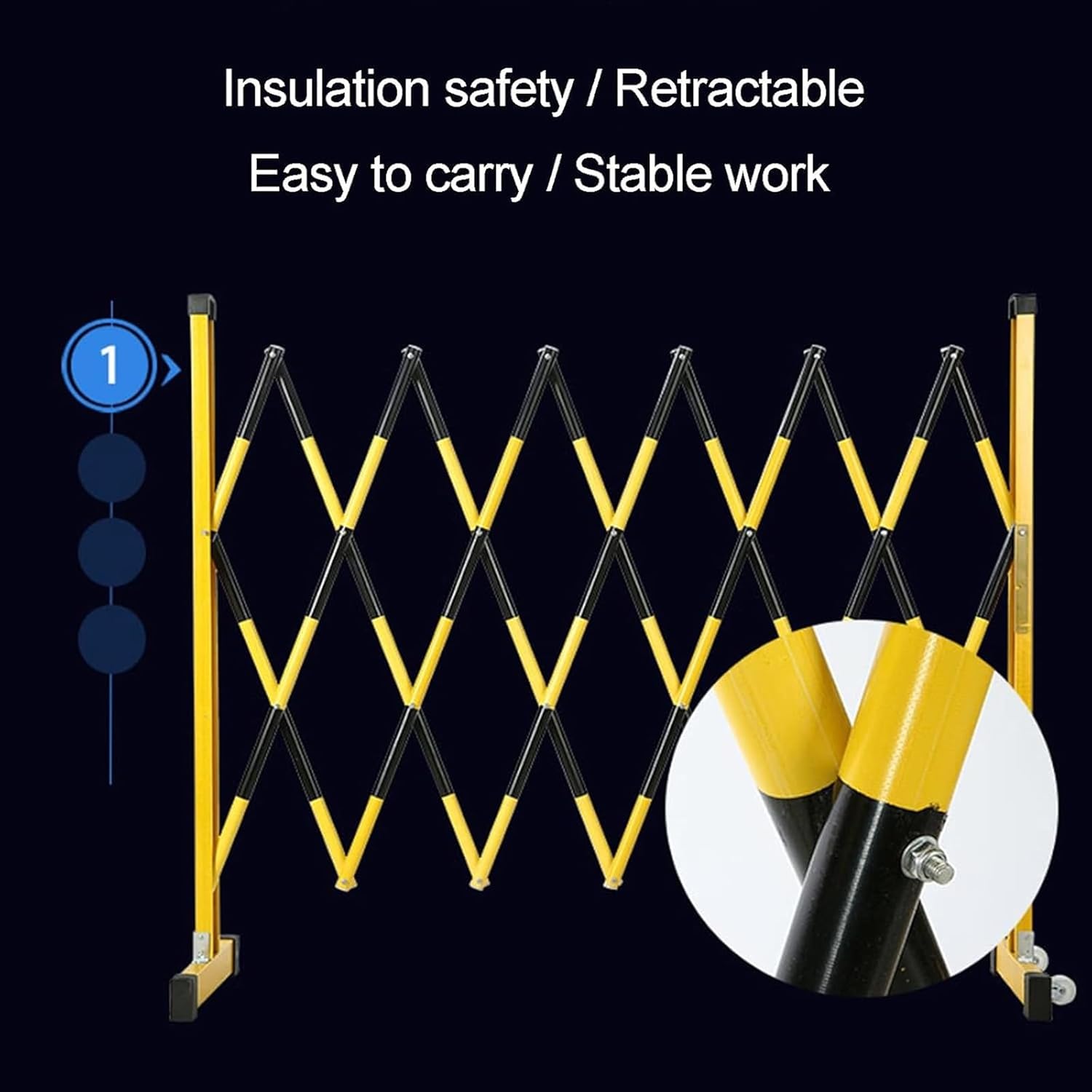 拡張可能な金属製バリアー - 組み立て簡単安全フェンス、キャスター付き、調節可能な交通管制道路、ガレージ、ドライブウェイ、格納式シザ