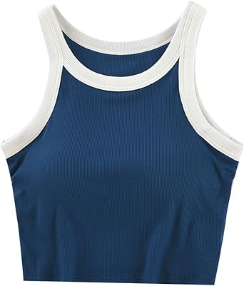 Built in Bra Tank Tops for Women Padded Sleeveless Crop Camisole Comfy Knit Lounge T Shirts Summer Casual Tops