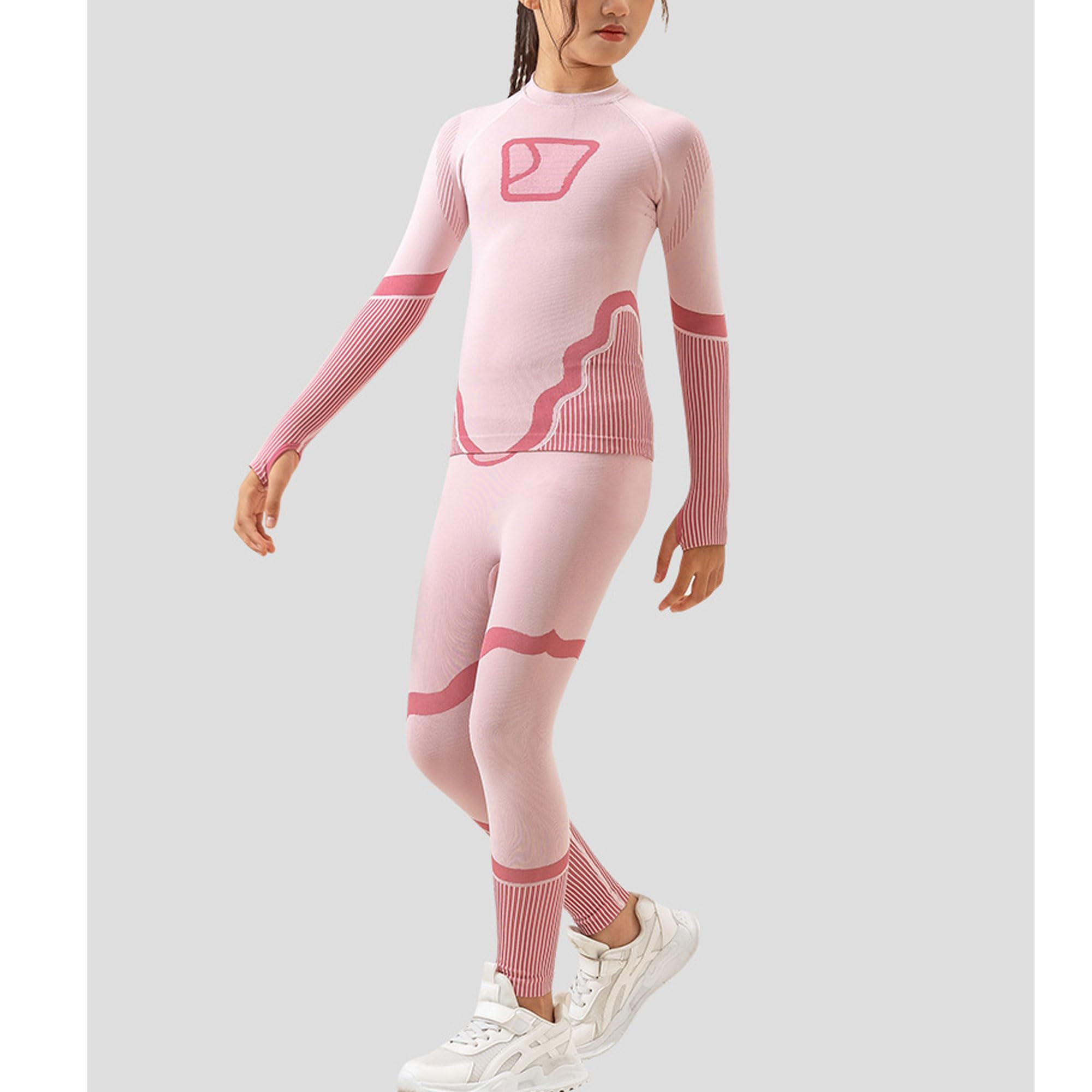 Bestgift Ropa interior térmica para niños y niñas, ropa interior deportiva de entrenamiento, traje de esquí de manga larga