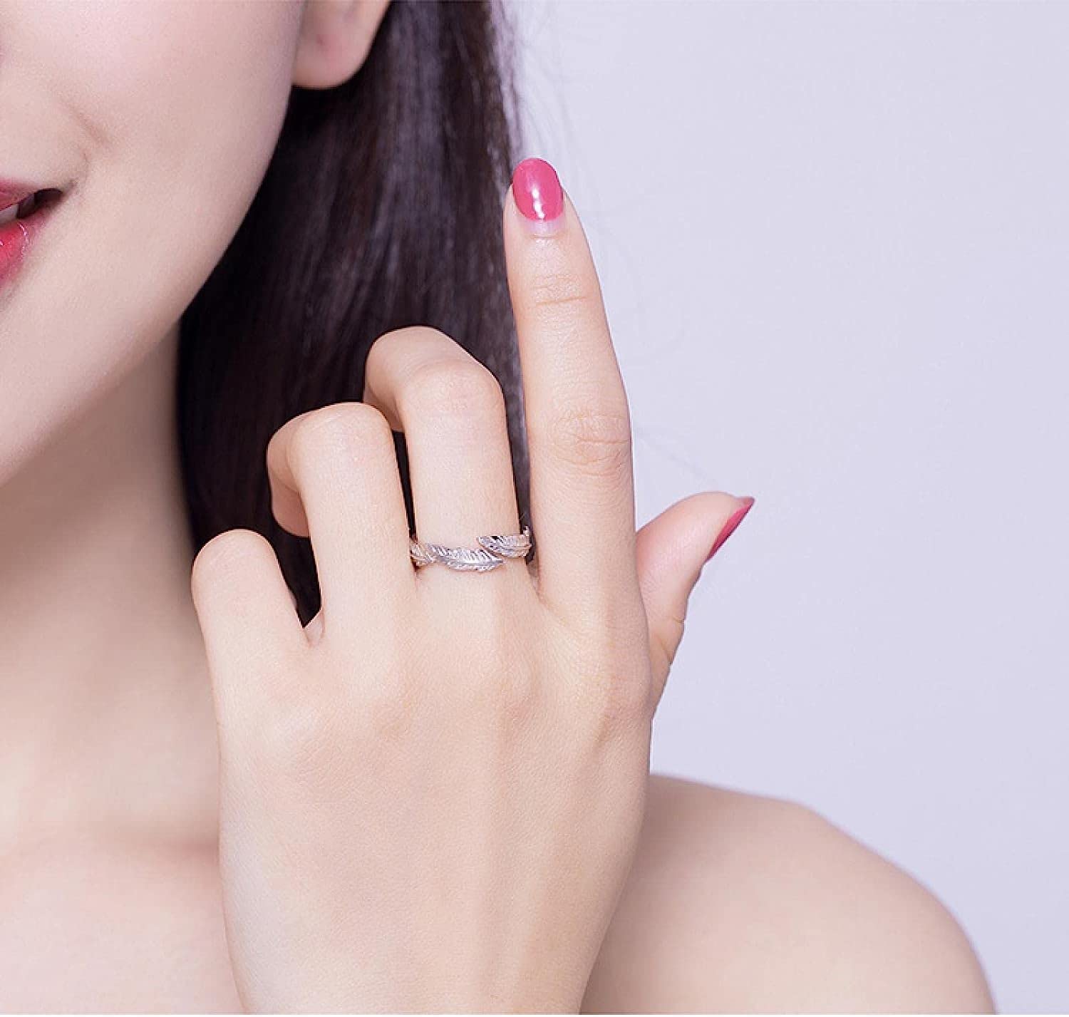 MAYABI Anillos Ajustables de Plata esterlina for Mujer, Anillo Ajustable de ala de Plata esterlina 925, joyería de Plata esterlina for Mujer