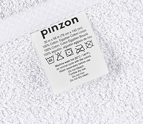 Amazon Brand – Pinzon 4 Piece Egyptian Cotton Bath Towels Set - White