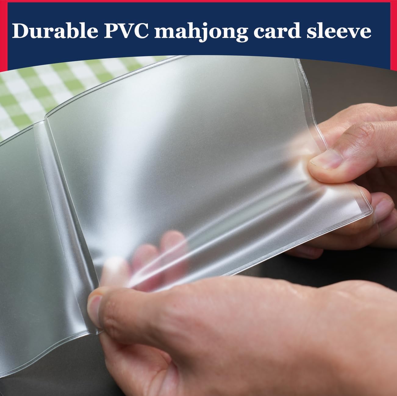 Mah jongg Card Sleeve,2 pcs, Compatible with Large Print Mah Jong Card, Matte Surface, PVC Plastic, Soft,Sturdy