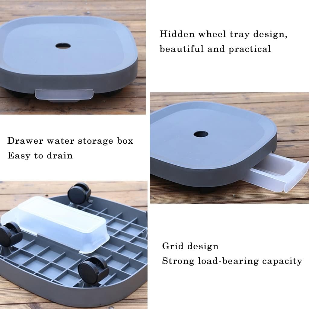Plant Caddy with Wheels, Plant Roller Base Heavy Duty,Plant Dolly Outdoor with Drawer Water Storage Box(Light Green,10.6inch)