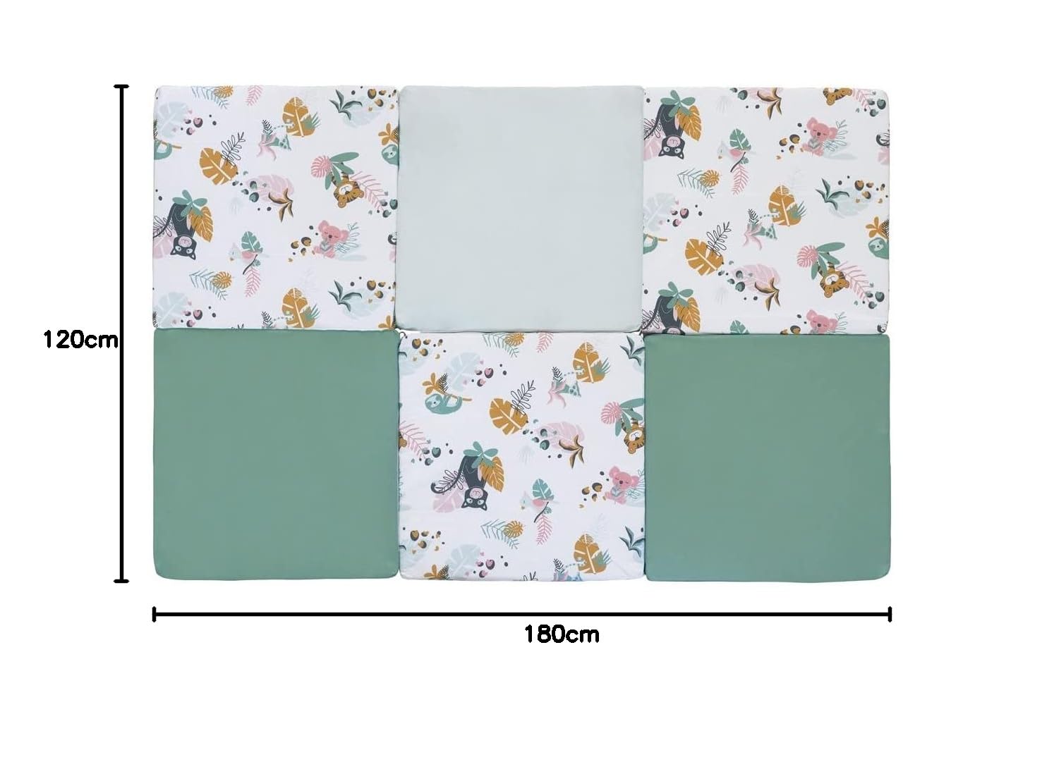 Tinéo - Tappeto per il risveglio - grande tappeto da gioco per bambini - tappetino per auto - tappeto per bambini - multifunzione 5 in 1-120 x 180 cm (giungla Buddies)