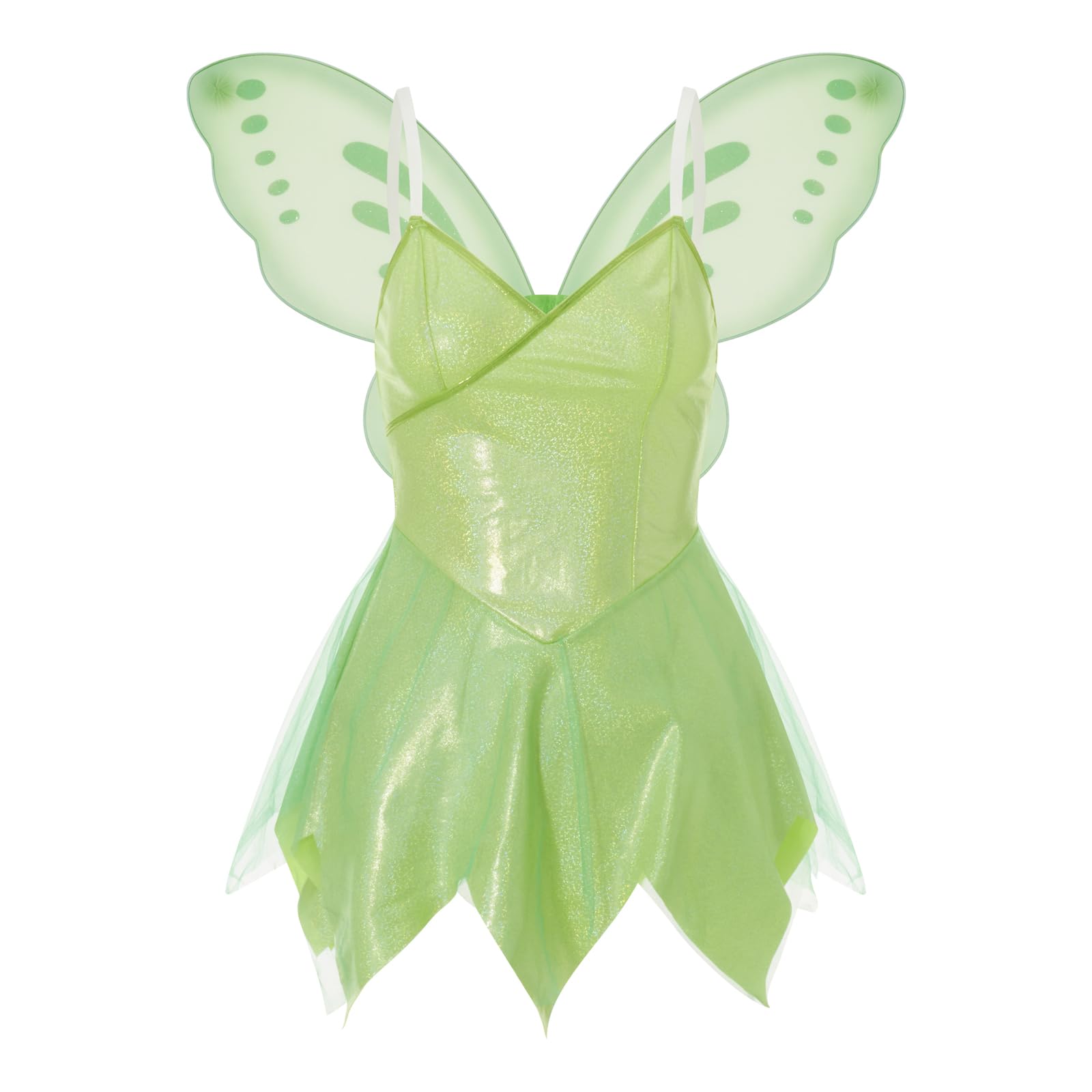 fyclemt Women Halloween Forest Fairy Costume Dress Sexy Fairy Tale Princess Fairy Dress with Wings Fancy Halloween Party: Green Style D Large