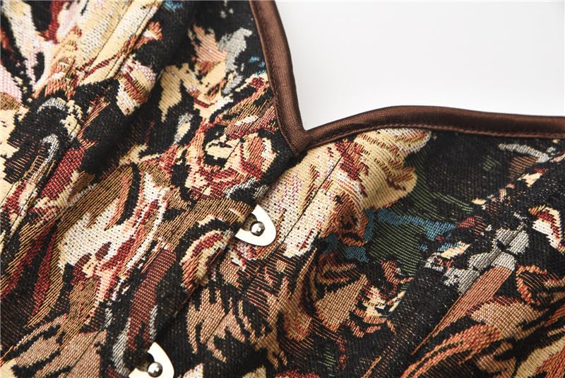 Vintage Renaissance Corset Top for Women Floral Bustier Lace Up Boned Overbust Lingerie Bodyshaper3