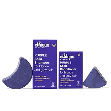 Ethique Beauty Purple Shampoo & Conditioner Bar Set for Toning Brassy Hair - Plastic-Free, Vegan, Cruelty-Free - 2 Pack