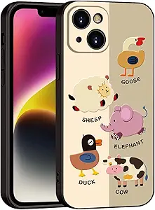 Printed Cute Animal Patter for iPhone 14 Cute Girl Cartoon Case, Printed with a for Women Girls Variety of Cartoon Animal Pattern Design of Cell Phone Protective Cover (B2-Cartoon)