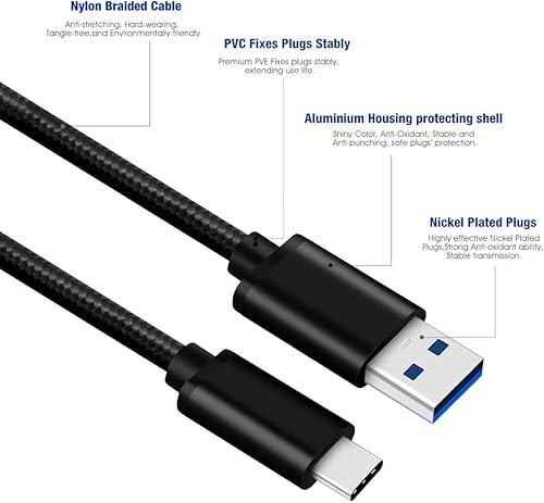 Miniatura 3 de CBUS - Cable de carga rápida USB-C resistente de 6 pies para Samsung Galaxy A03s, A12, A13, A14 5G, A23 5G, A51/A52/A53 5G, S23/Plus/Ultra, S20 FE,