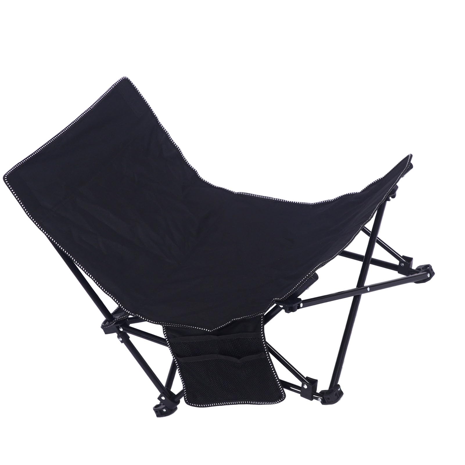 Krzesło Plażowe z Regulowanym Oparciem, Lekkie, Składane (BLACK)