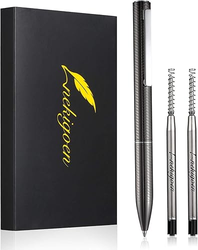 Bolígrafo con caja de regalo para hombres y mujeres, bolígrafo retráctil de acero inoxidable de lujo, para uso ejecutivo en casa y oficina, y 2