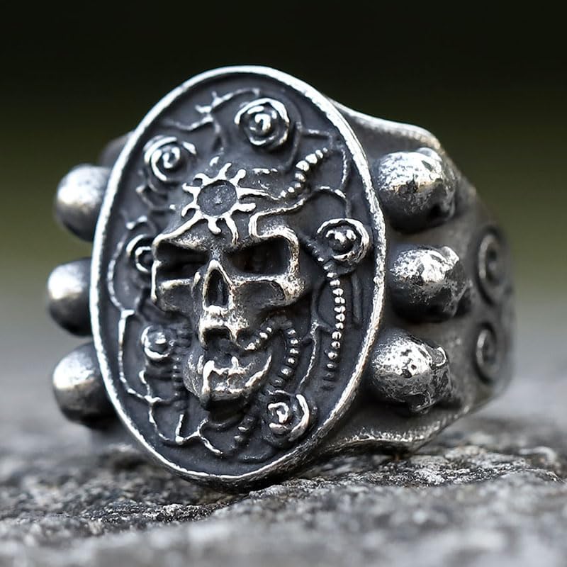 Image of 2023 Skull Ring Cool Evil Death Punk Rock Stainless Steel Rings Aly Style Jewelry