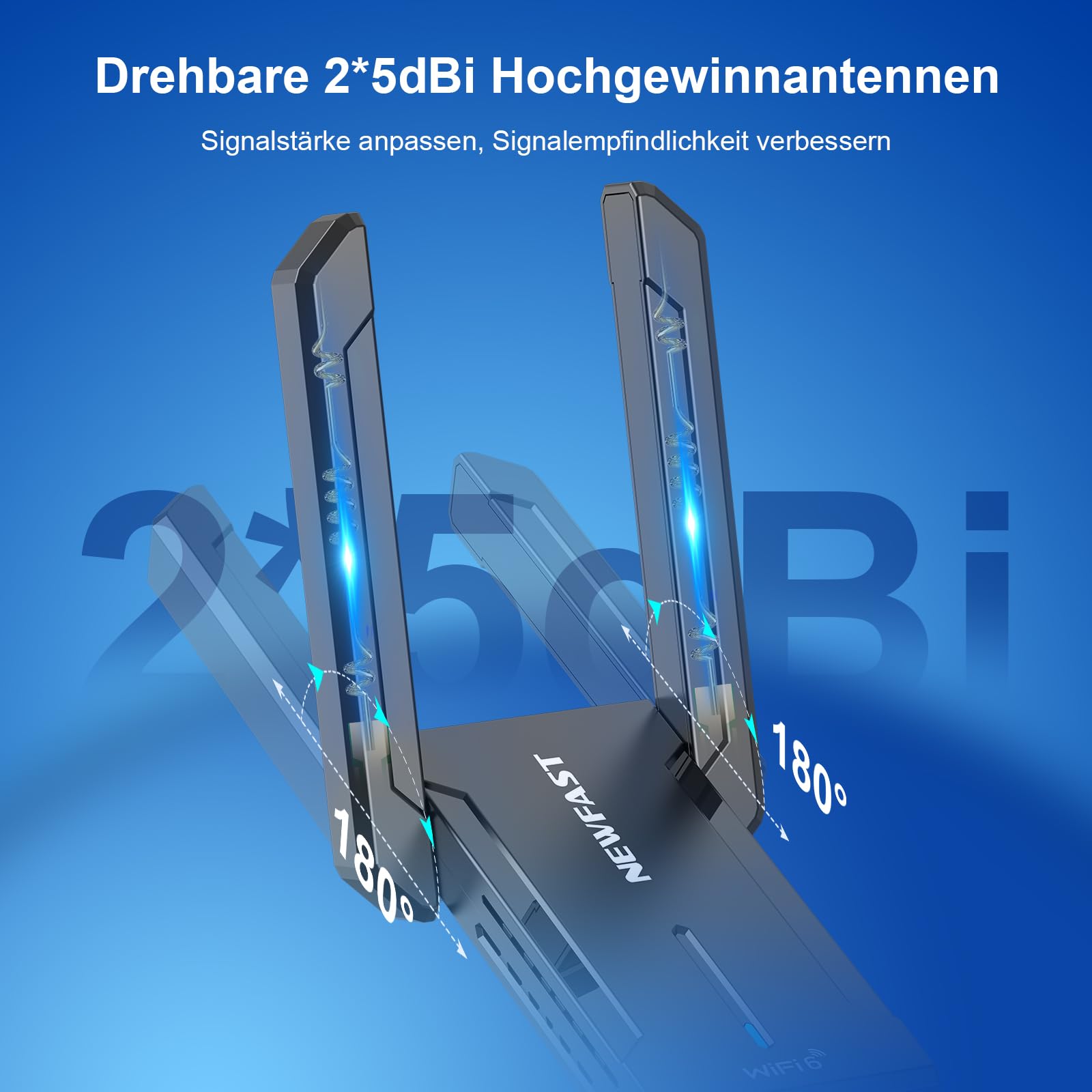 NEWFAST 5400Mbps USB WLAN Stick for PC,Only for Windows 10/11