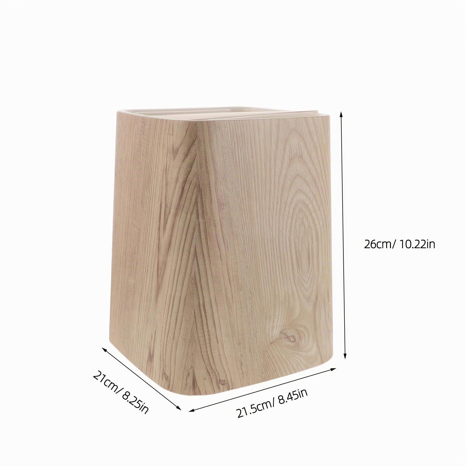 Papelera de Baño 8, 5 L Beige de Pp Imitación Madera con Tapa