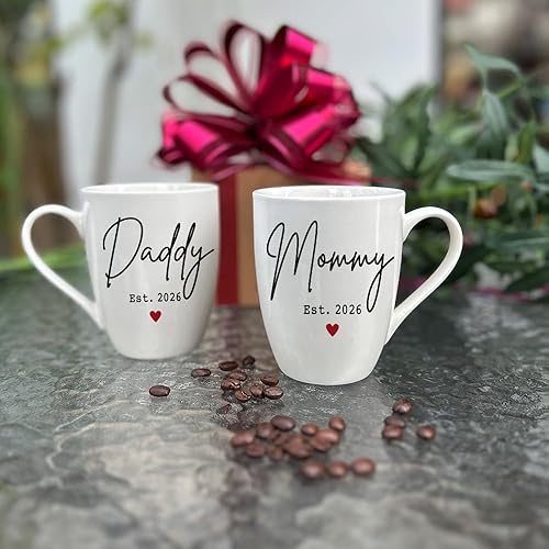 Miniatura 2 de Dnuiyses EST 2026 - Juego de tazas de papá para mamá nuevos, regalo para padres primerizos, regalos para papá y mamá 2026, regalo para que los
