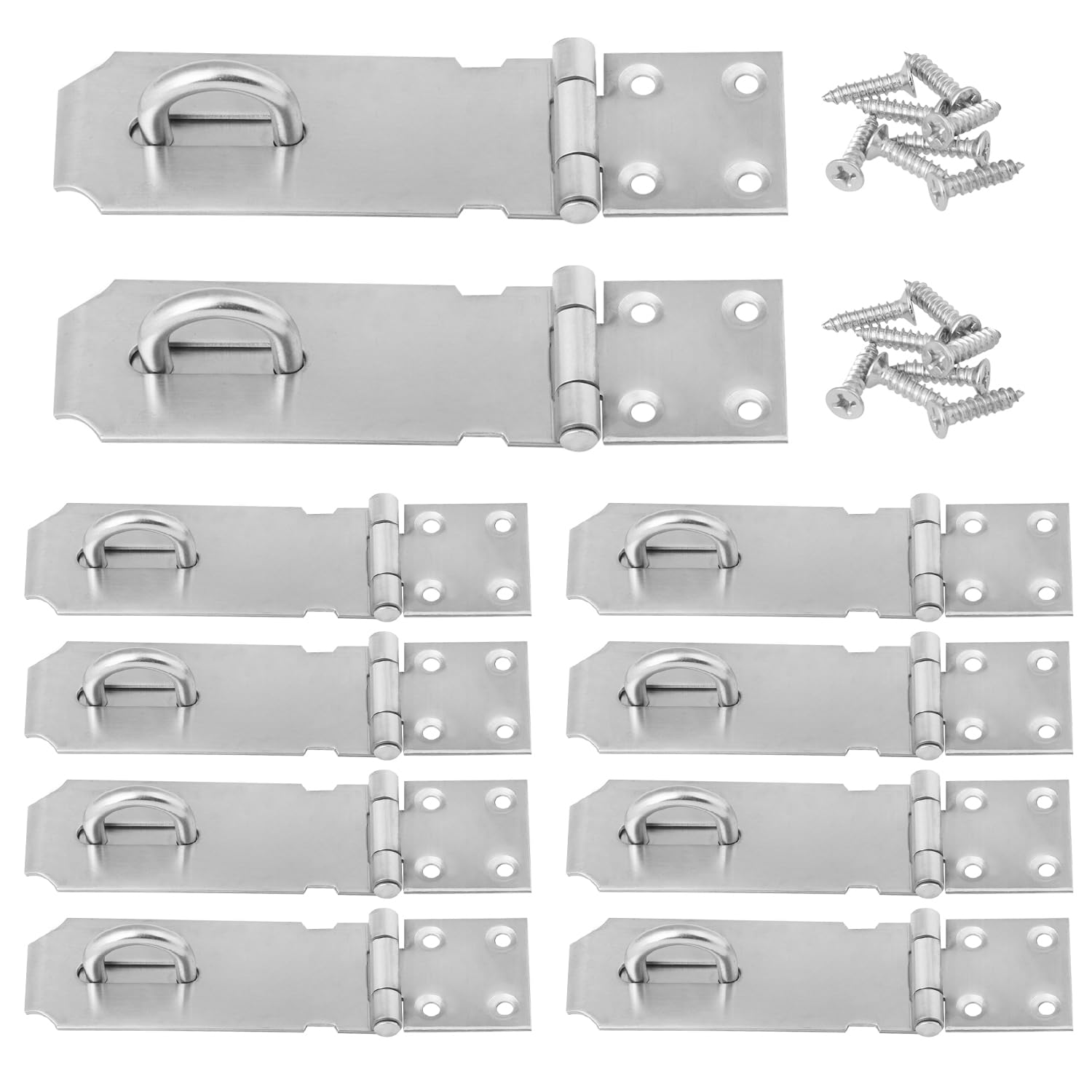 10 cerrojos de seguridad gruesos de acero inoxidable 304 para puertas, cobertizos, armarios, taquillas, puertas de acero cepillado para ventanas, armarios, cobertizos y mucho más. GENHAKON