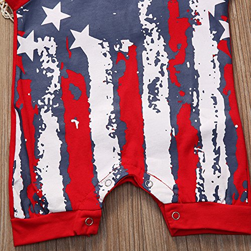 Uniqueone Infant Baby Boys Girls Outfits American Flag Pattern Romper Jumpsuit Clothes (Red, 6-12 Months, 6_Months) #TOP2
