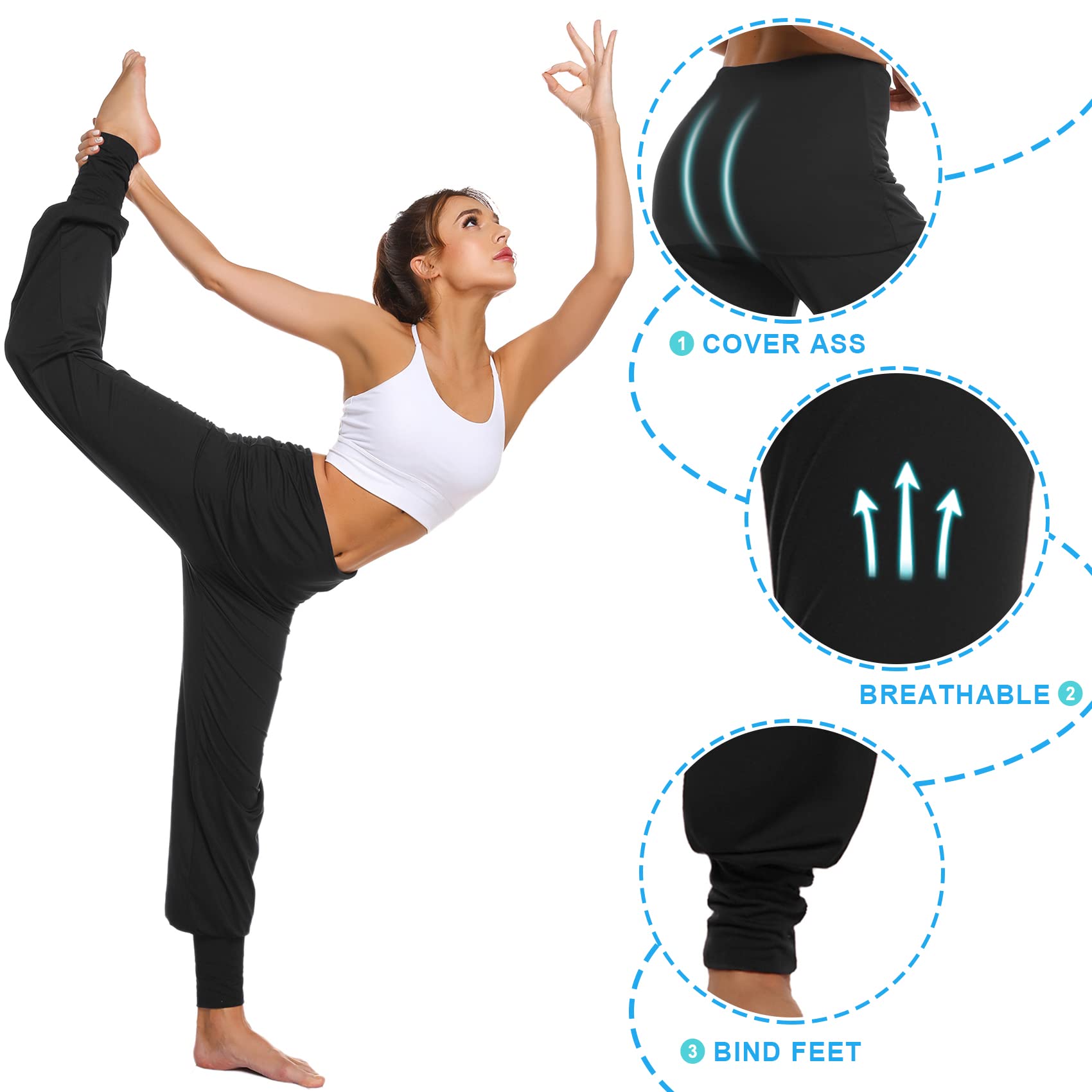 Terecey Pantaloni Yoga Donna Larghi,Pantaloni Harem Donna Eleganti,Pantaloni Donna Vita Alta Invernali,Pantaloni Palestra Donna Fitness,Pantaloni Sportivi Donna Taglie Forti S-XXL