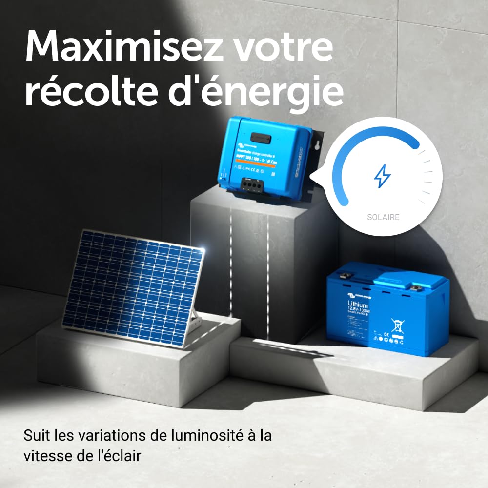 Victron Energy SmartSolar MPPT Tr VE.Can 150V 100 amp 12/24/36/48-Volt Contrôleur de Charge Solaire (Bluetooth)