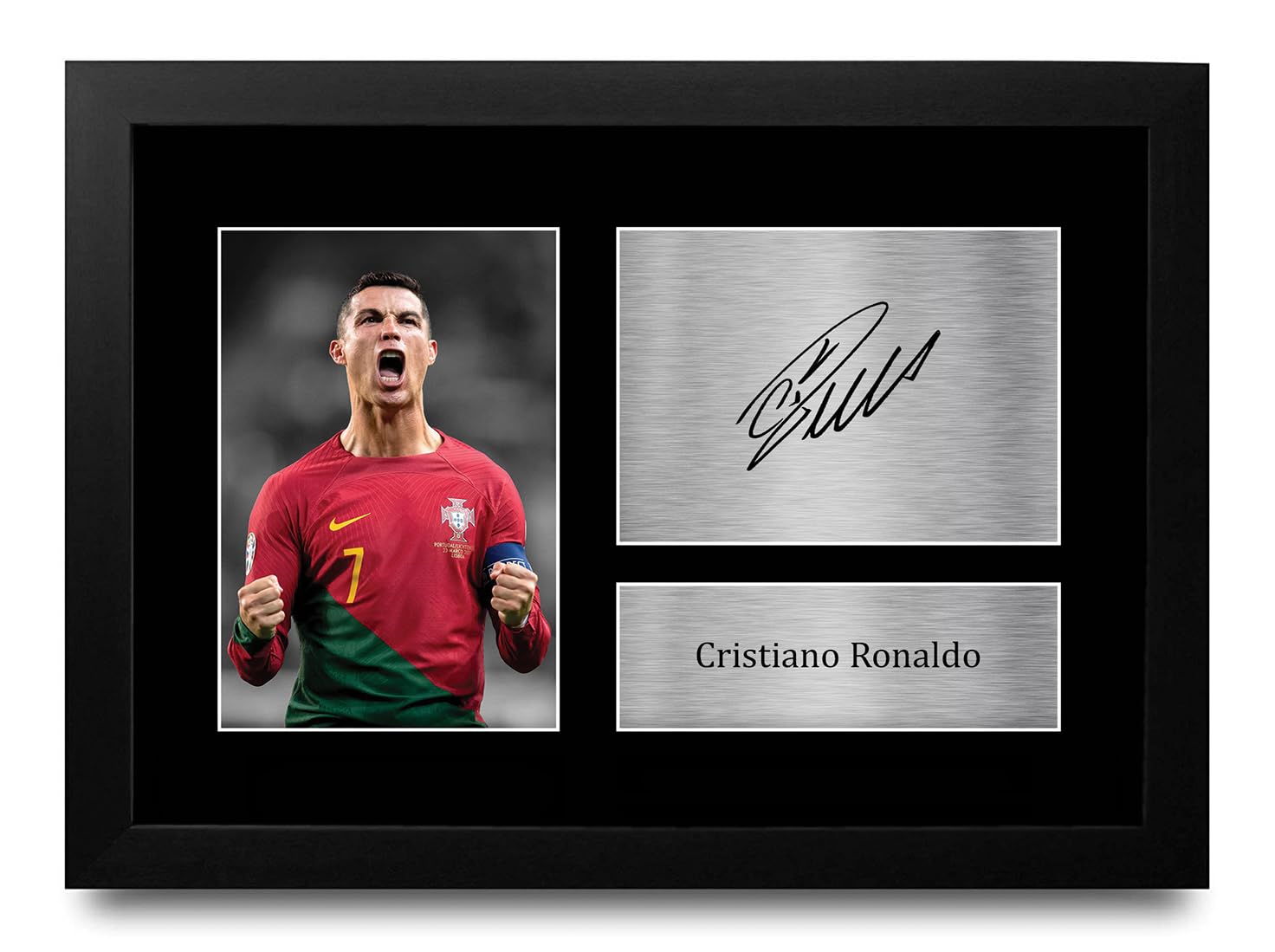 HWC Trading Cristiano Ronaldo Portugal Gifts Printed Signed Autograph Picture for Football Fans and Supporters - A4 Framed