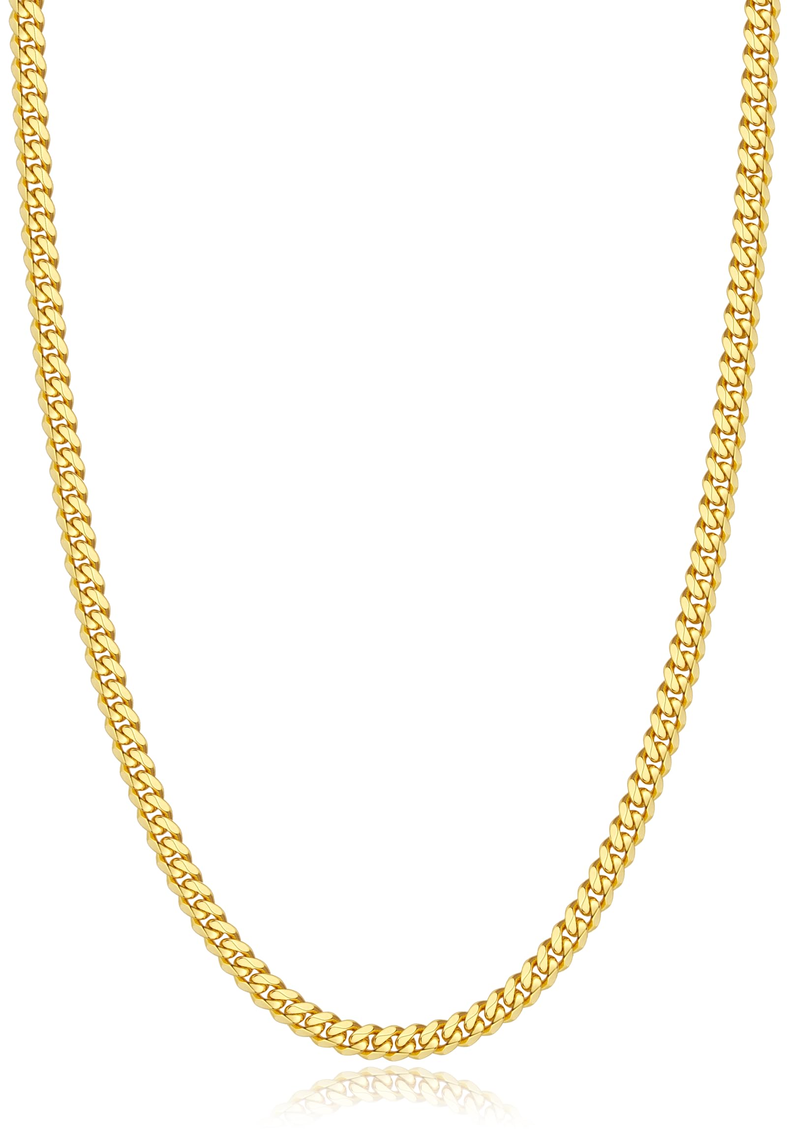 Eterjew イタリアン 3.5mm ソリッド 14K ゴールド チェーン ネックレス メンズ ボーイズ メンズ キューバリンク チェーン ネックレス メンズ 20インチ, スターリングシルバー, 宝石なし