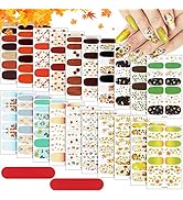 EBANKU 20 Sheets Thanksgiving Full Nail Wrap Nail Polish Sticker, Self-Adhesive Full Wrap Nail Ar...