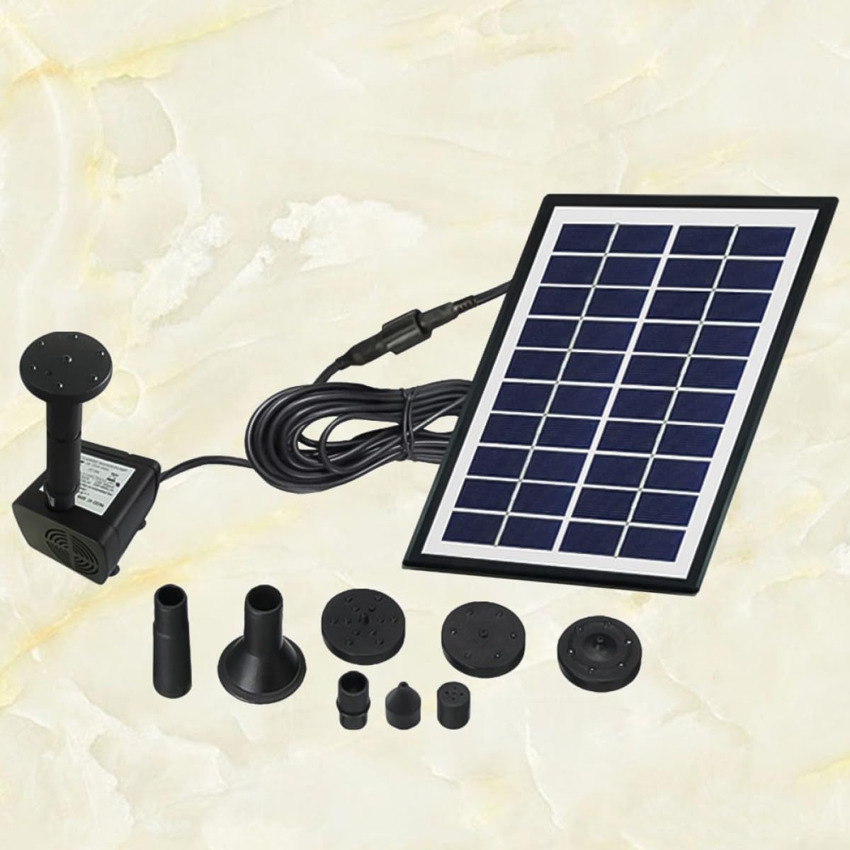 Pompa Fontana Solare da Giardino per Bagno degli Uccelli e Piccolo Laghetto, Flusso Massimo 300l/h, Materiale Abs, senza Batterie Né Cablaggio, Decorazione Esterna