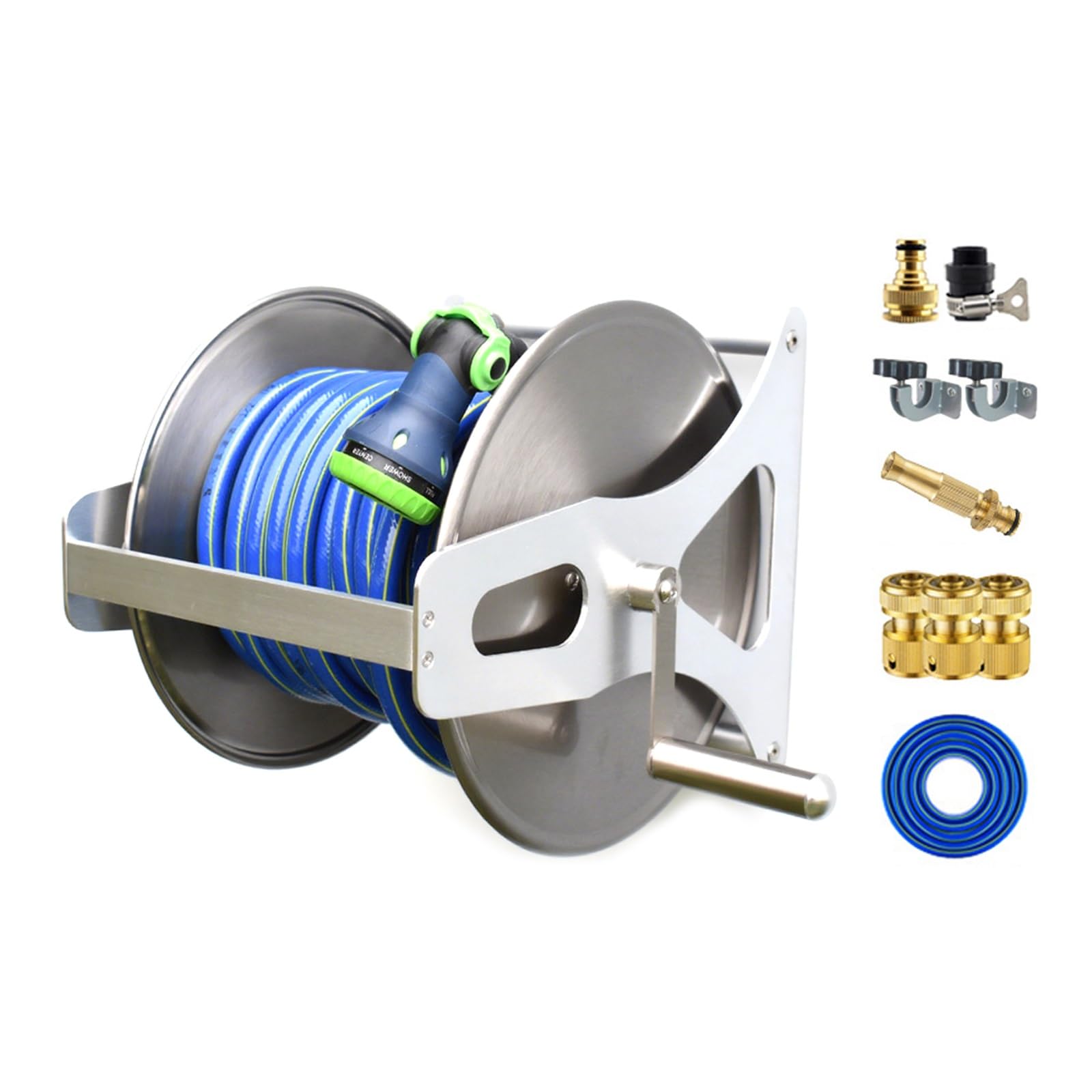 Kit di supporto per tubo da giardino in acciaio inox, autoportante e montaggio a parete, facile installazione per irrigazione delle piante e lavaggio auto