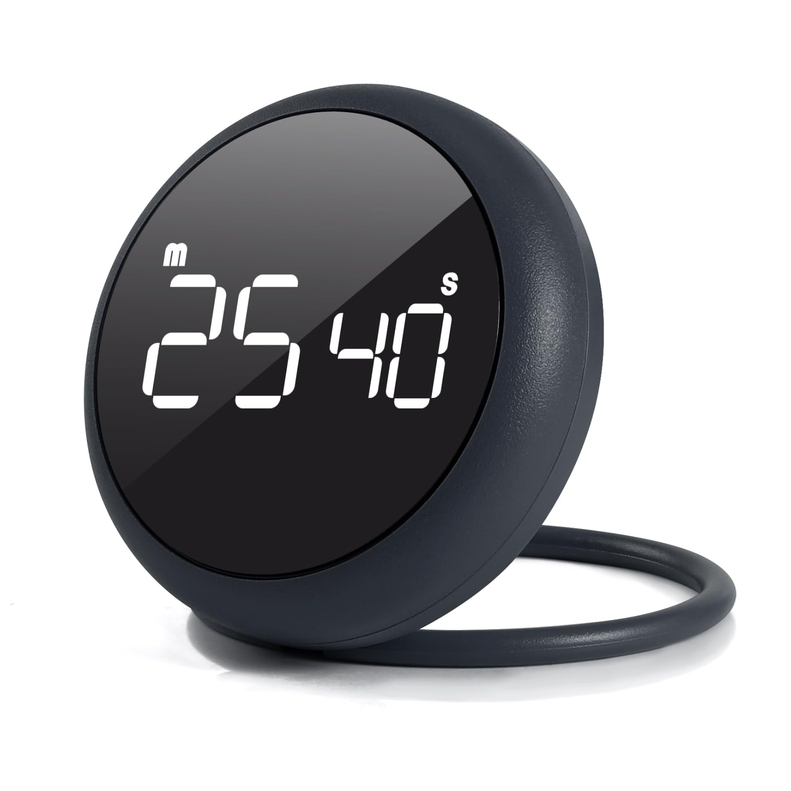 Minuteur de cuisine magnétique gris acier avec grand écran LED