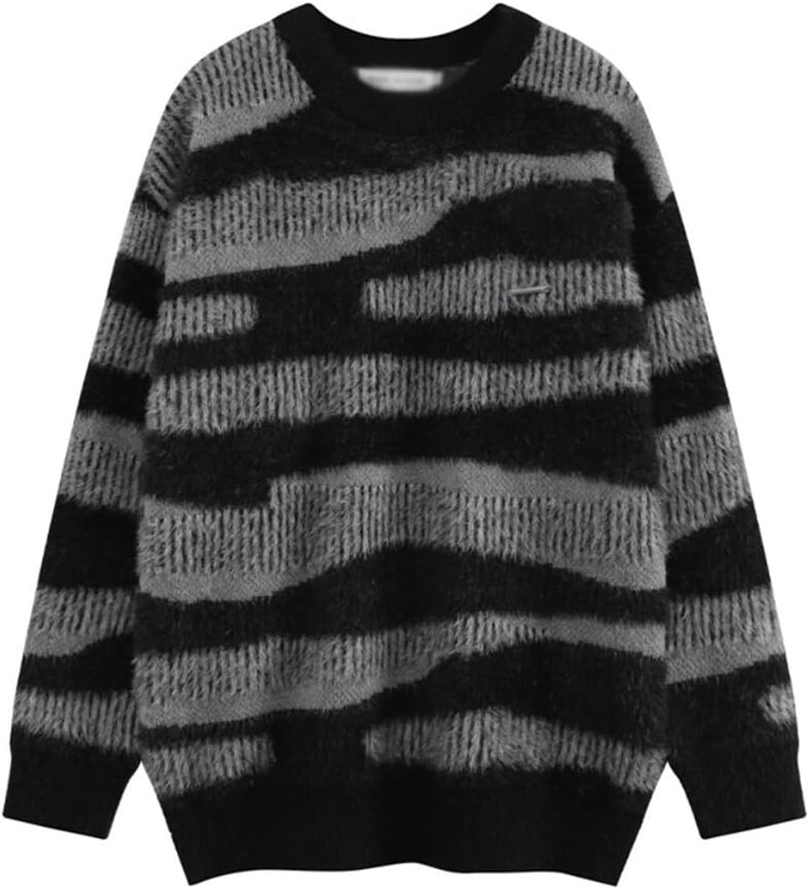 Gerrit ストライプセーターメンズ秋/冬アメリカンハイストリートヒップホップ怠惰なカップル多用途ニットシャツ (Color :