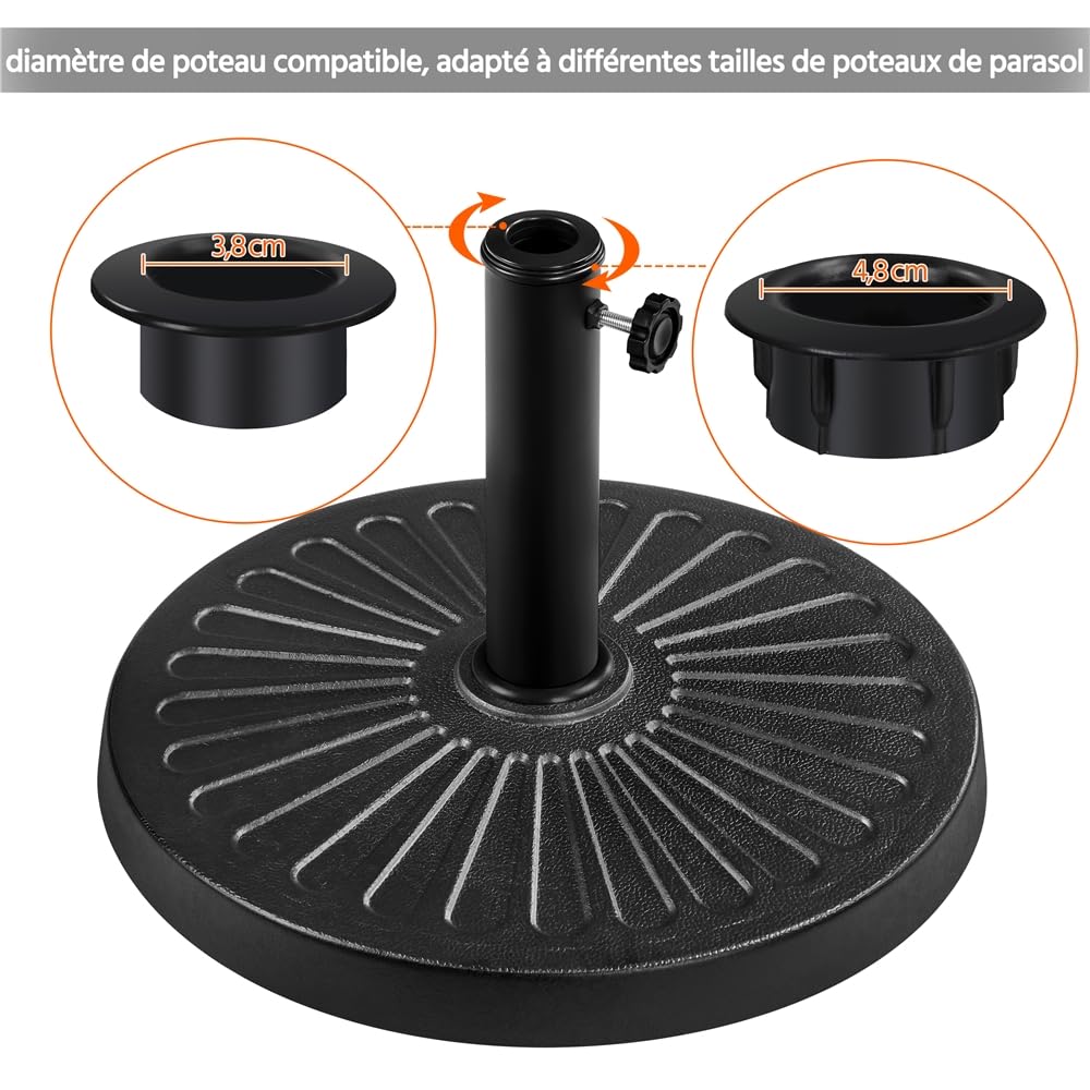 Yaheetech Pied de Parasol 12 kg Lestage pour Parasols en Résine et Fer pour Terrasse, Piscine, Patio, Jardin, Restaurant Bronze Φ46×33 cm