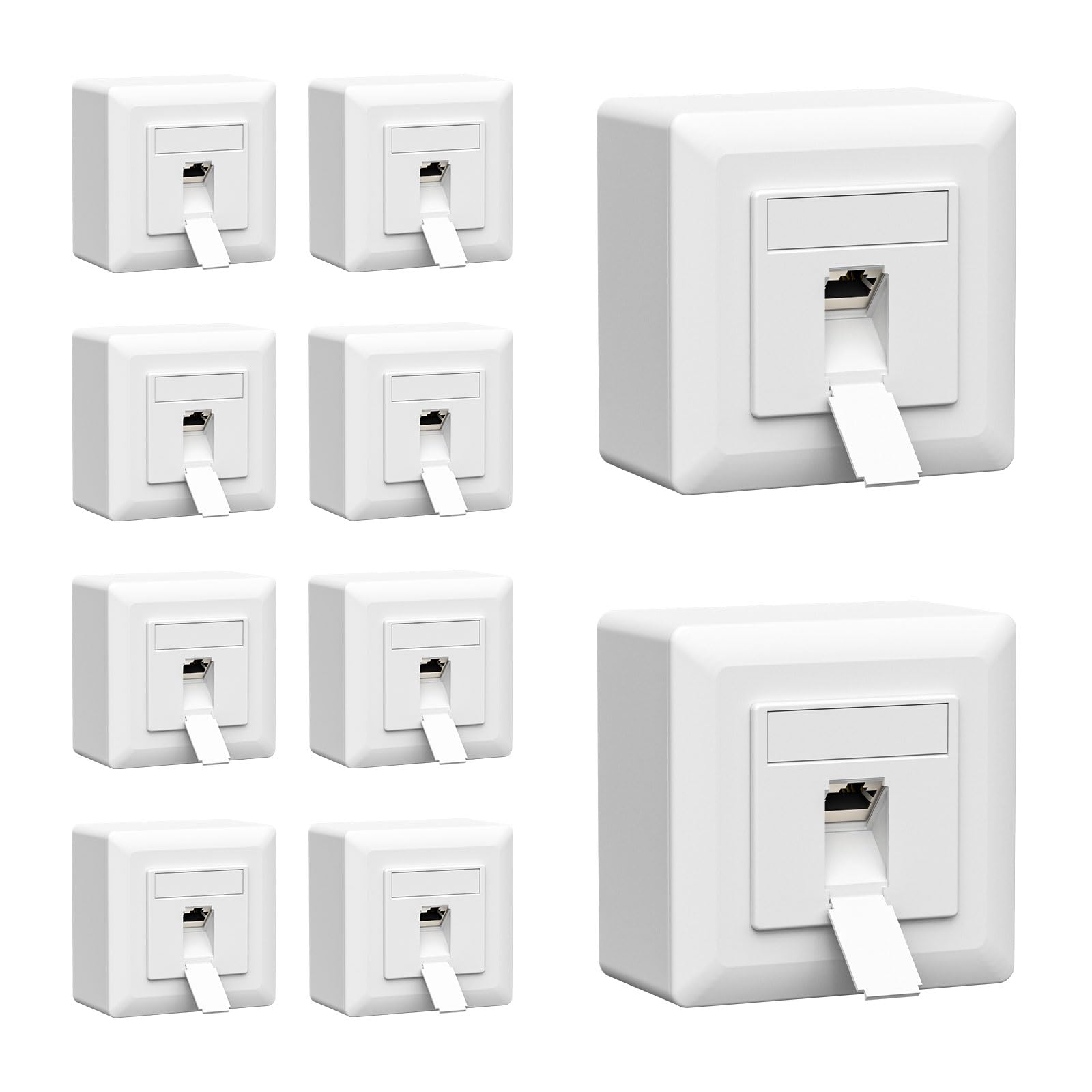 iwillink 10 prese di rete universali CAT8, 1 porta, RJ45 schermata, da parete o da incasso, EIA/TIA-568-A/B 8P8C, Ethernet 40 Gbit/s, POE+, compatibile con CAT8, CAT7, CAT6a, CAT6, colore bianco