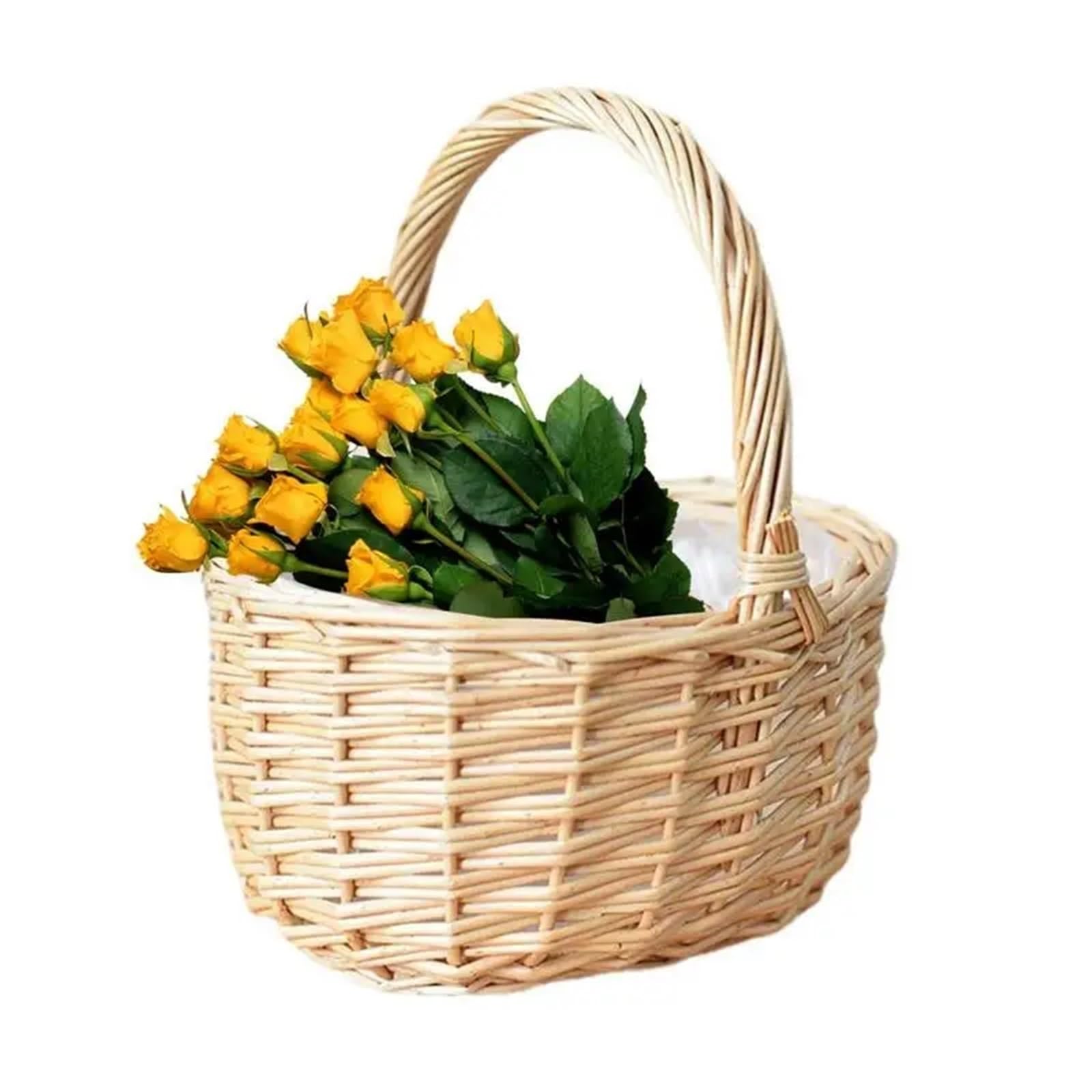 Hochzeit Blumenkorb Blumen-Arrangement-Korb, handgewebte Weiden-Rattan-Körbe mit Griff, Blumenkorb, Aufbewahrungskorb, Hochzeits-Blumenkörbe FüR Hochzeit