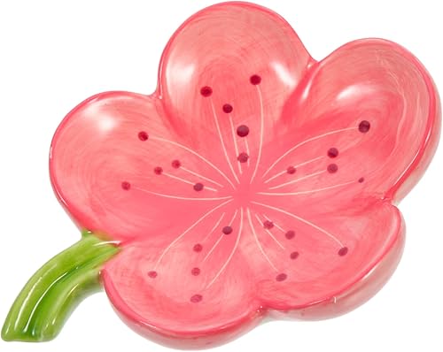 P Soporte de drenaje de cerámica Caja de flores Portatarjetas de jabón portátil Bandeja de jabón encantadora para baño Cocina