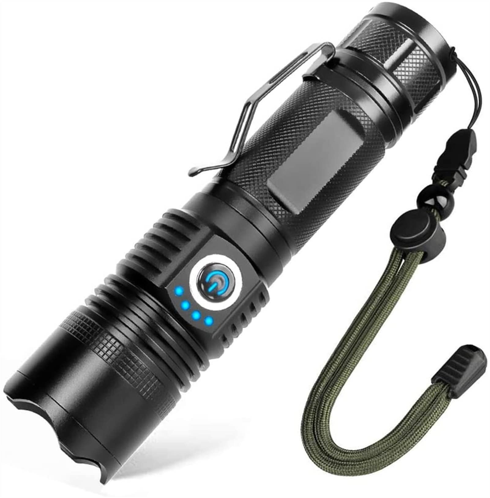 Akumulatorowa latarka, XHP P70 Super Bright High Lumens, 6 trybów, wyświetlacz mocy, wodoodporne, ręczne latarki z regulacją ostrości