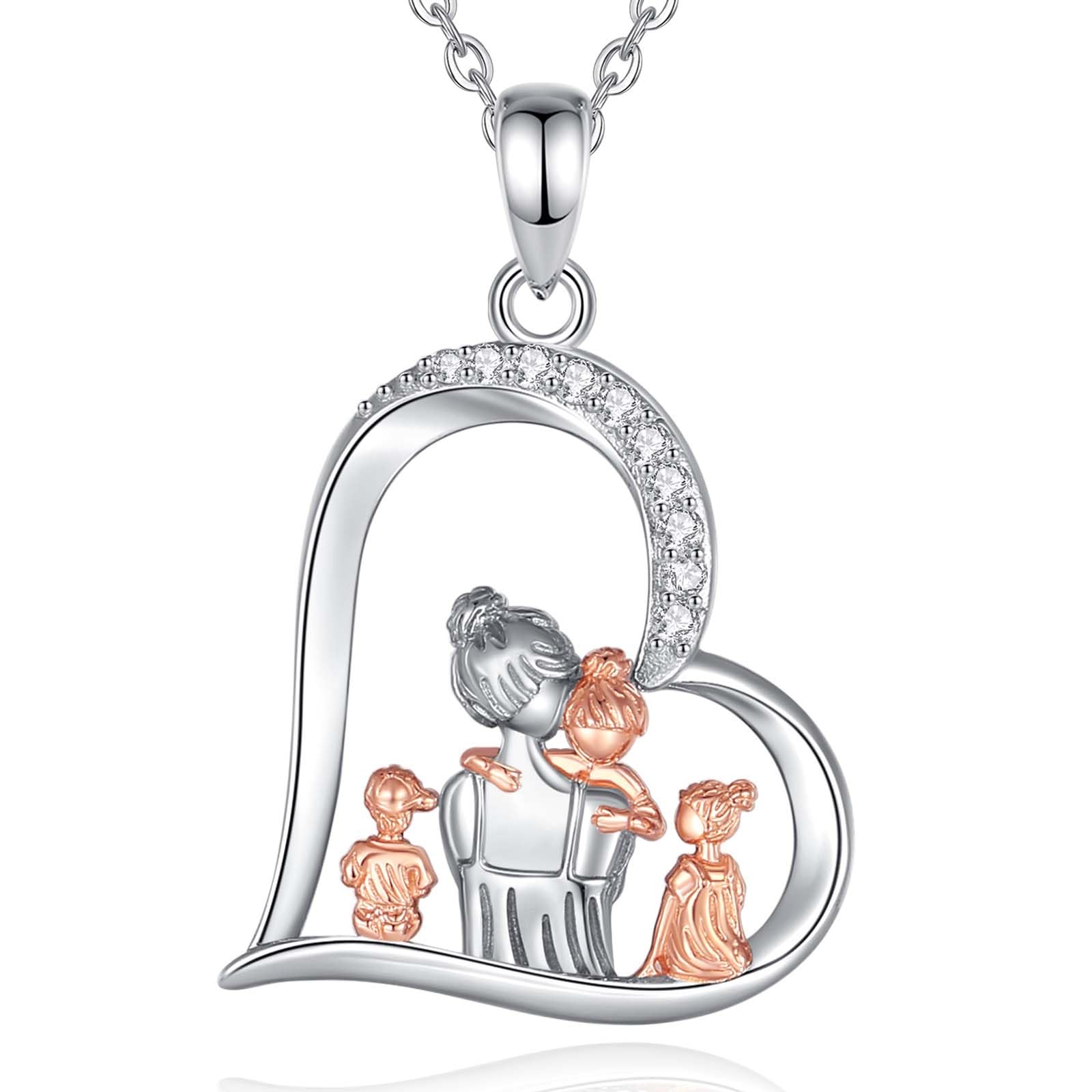 INFUSEU Regalo Mamma Collana, Mamma E Figlia Cuore Gioielli Argento 925 Ciondolo Chiama Regalo Per La Festa Della Mamma