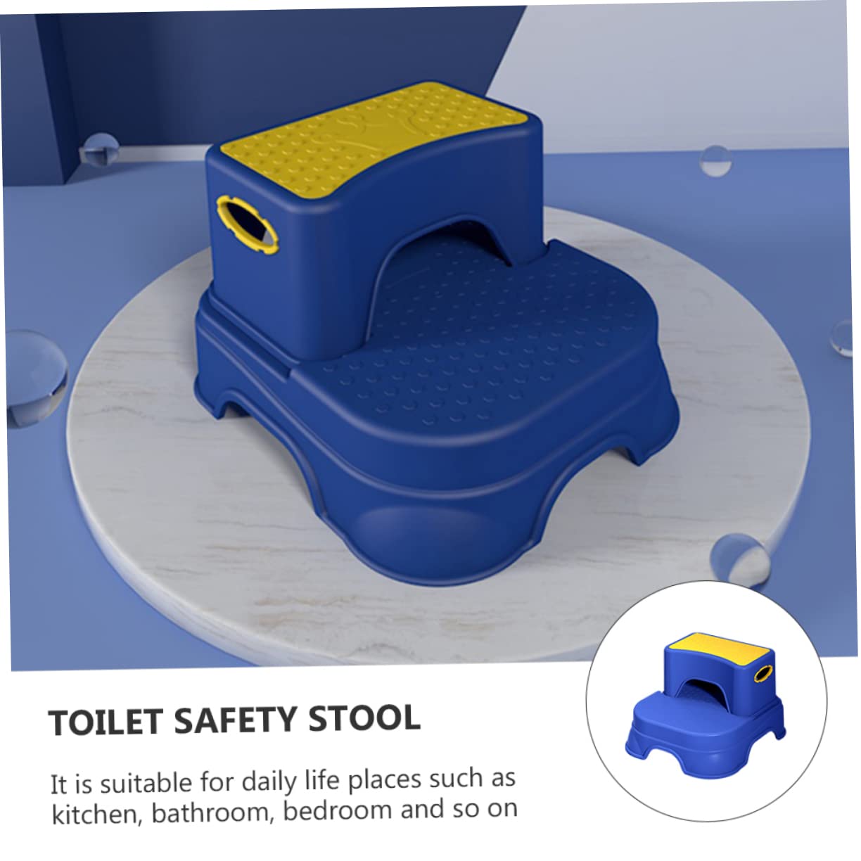 BESTonZON Taburete de Escalón Infantil Doble Antideslizante para Baño Sala de Color Amarillo y Azul Taburete de Seguridad para Pequeños
