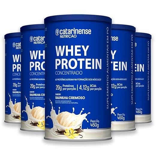 Kit 5 Whey Protein Concentrado Catarinense 450g Baunilha