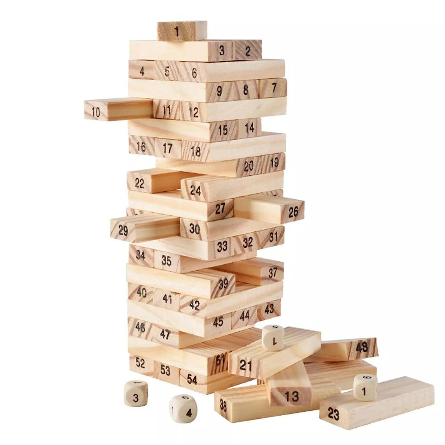 CloudTech Wooden Stacking Toys builing Blocks for All Age Numbering Balancing Toy 54 pcs Tumbling Tower Learning Toys Hand Eye cordination- 54 Pcs with 4 dice (B0CJCDHSP4) Amazon Price History, Amazon Price Tracker
