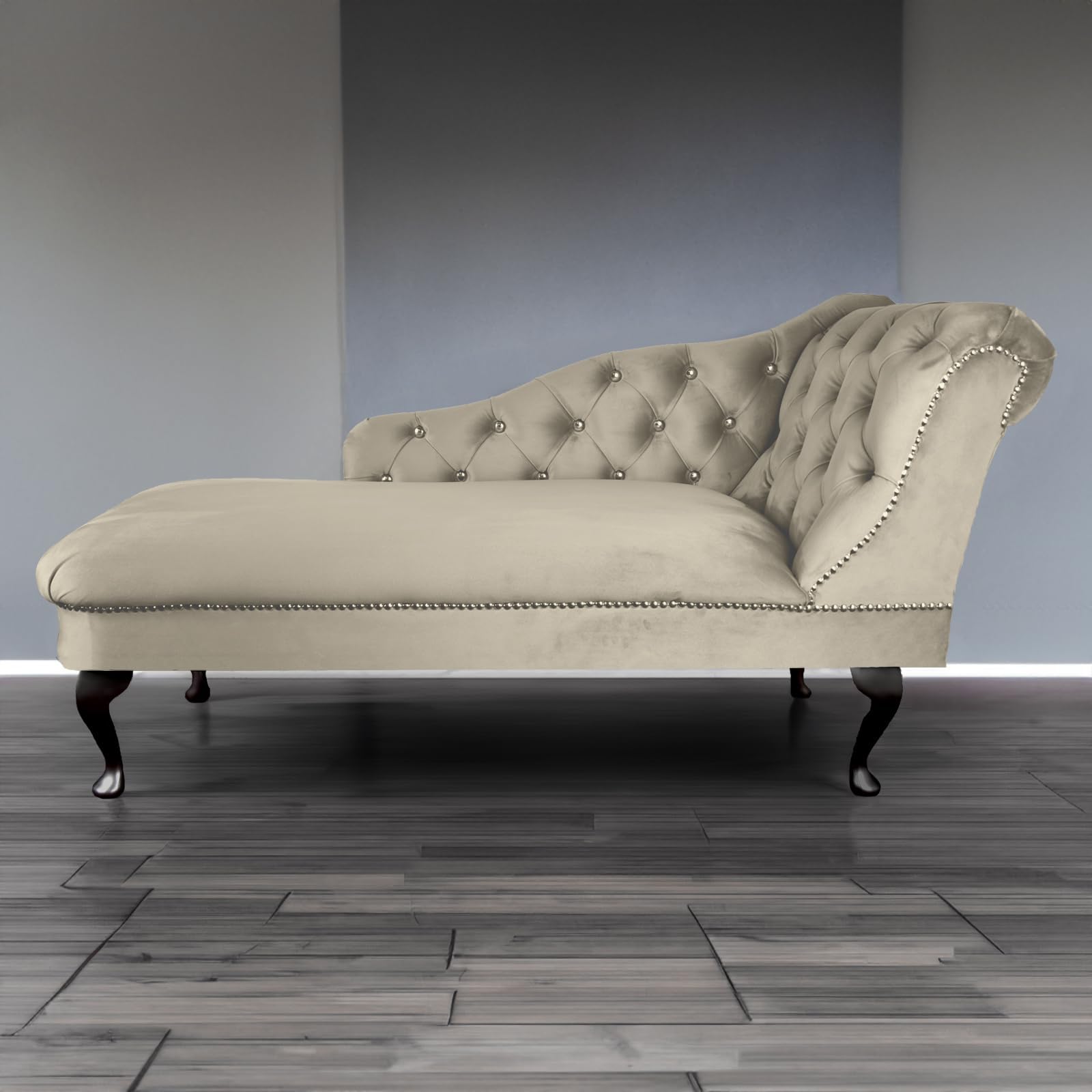 RegentTufted Chaise Lounge Sofa & Seating Handmade Velvet Living Room Bedroom Hallway Black Accent Chair (Right Hand, Cedar)
