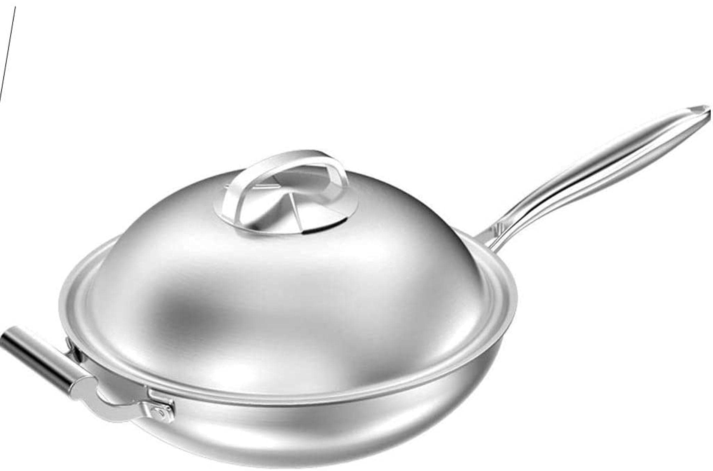 PURRL Padella Wok Antiaderente Con Coperchio, Manico Ergonomico, Non Facile Da Graffiare Padelle Spesse In Acciaio Inossidabile Padelle Pentole little surprise
